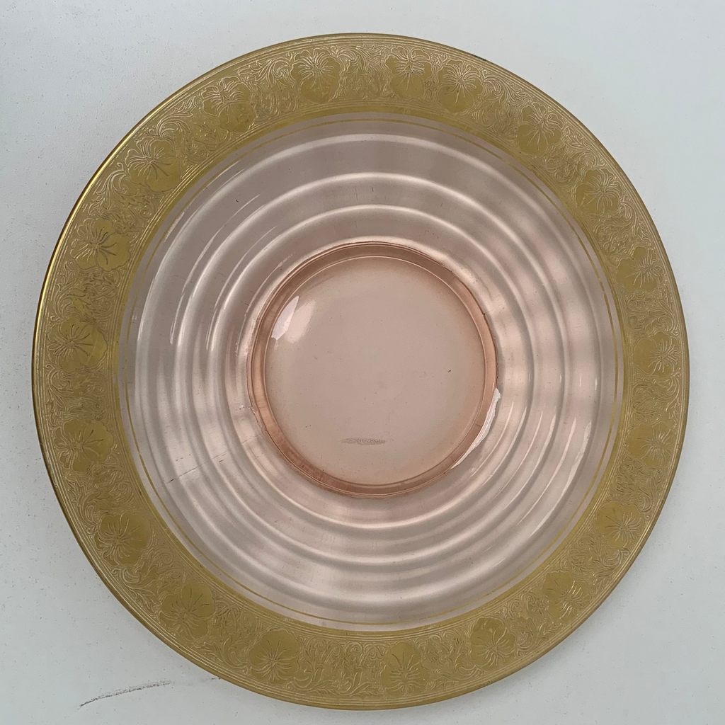 Vintage Pink Cake Plate with Gold Encrusted Edge by Tiffin-Franciscan