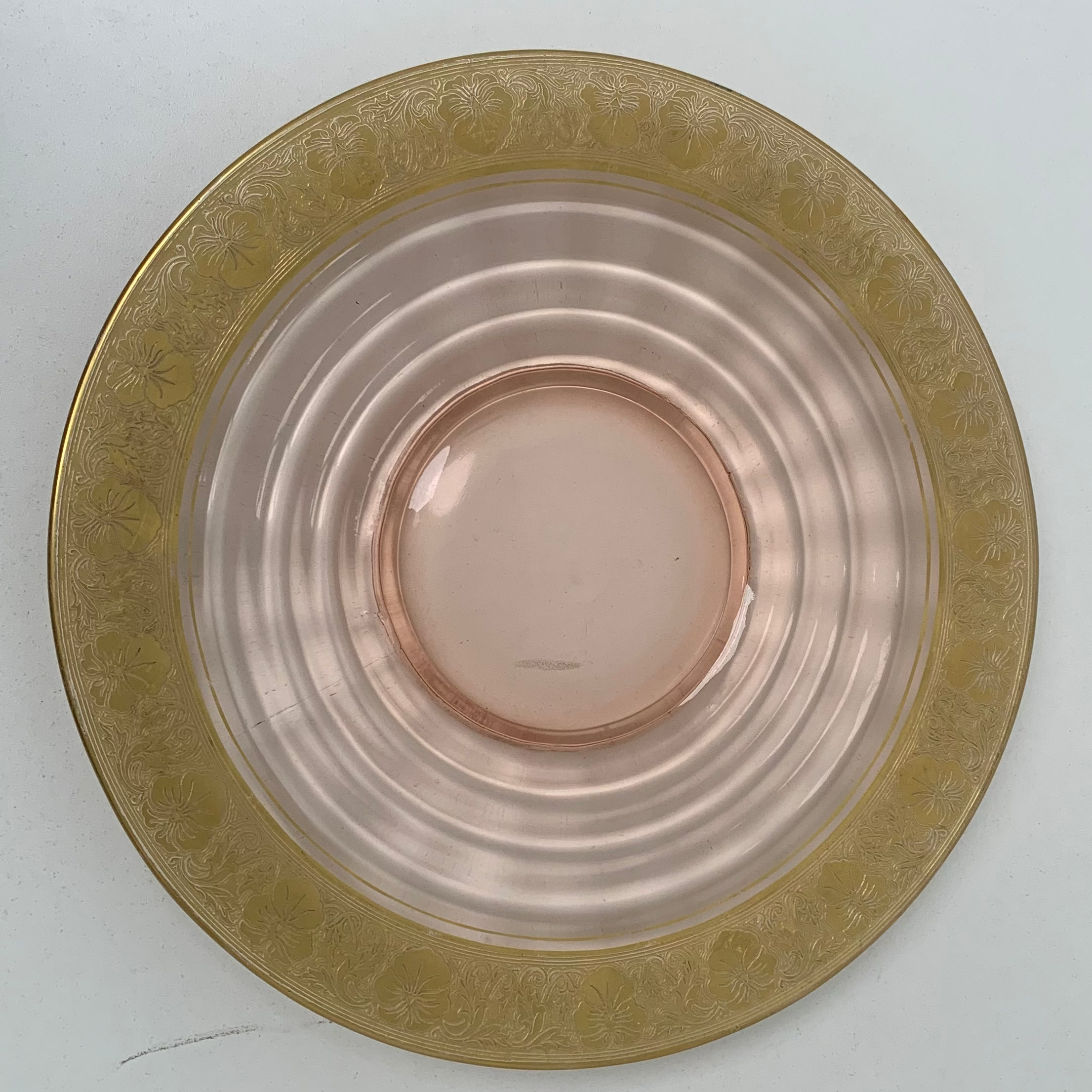 Vintage Pink Cake Plate with Gold Encrusted Edge by Tiffin-Franciscan