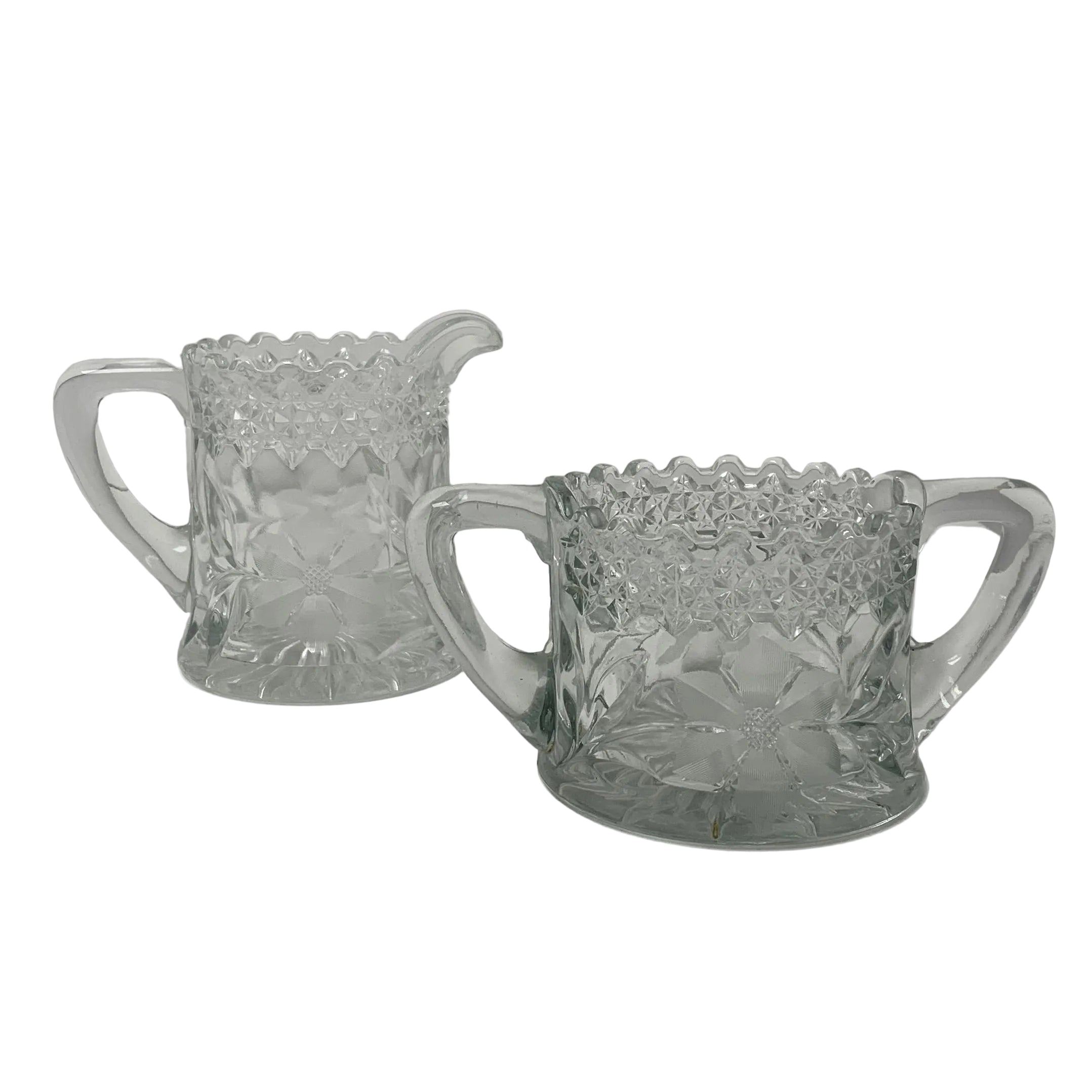 Vintage D.C. Jenkins "Dahlia" (EAPG) Creamer and Open Sugar Bowl Set