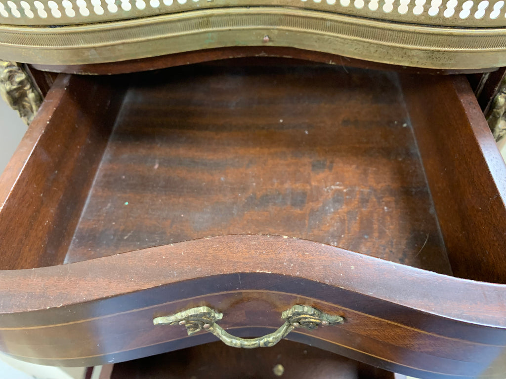 19th Century Louis XV Half Moon Commode In Marquetry And Gilt Bronze