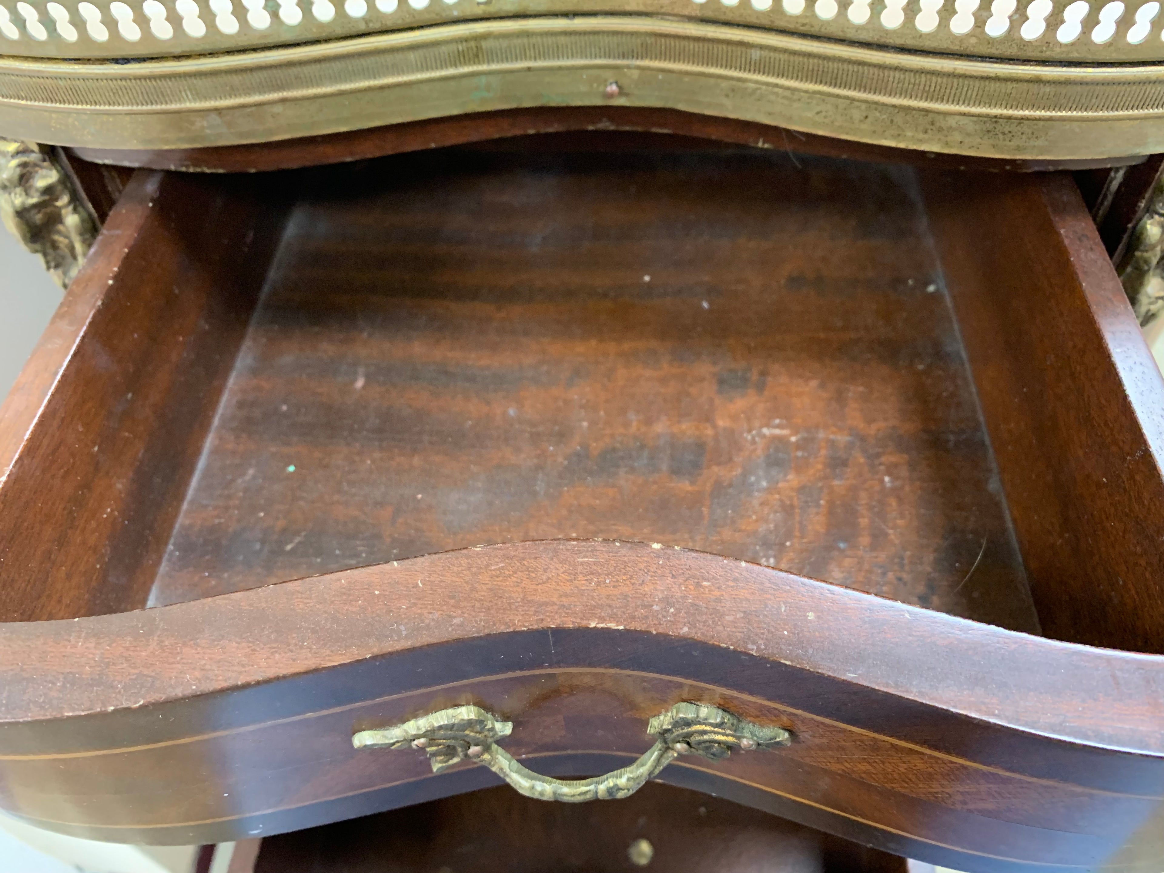 19th Century Louis XV Half Moon Commode In Marquetry And Gilt Bronze