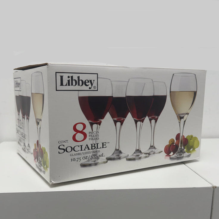 Libbey "Sociable" Wine Glasses - Set Of 8