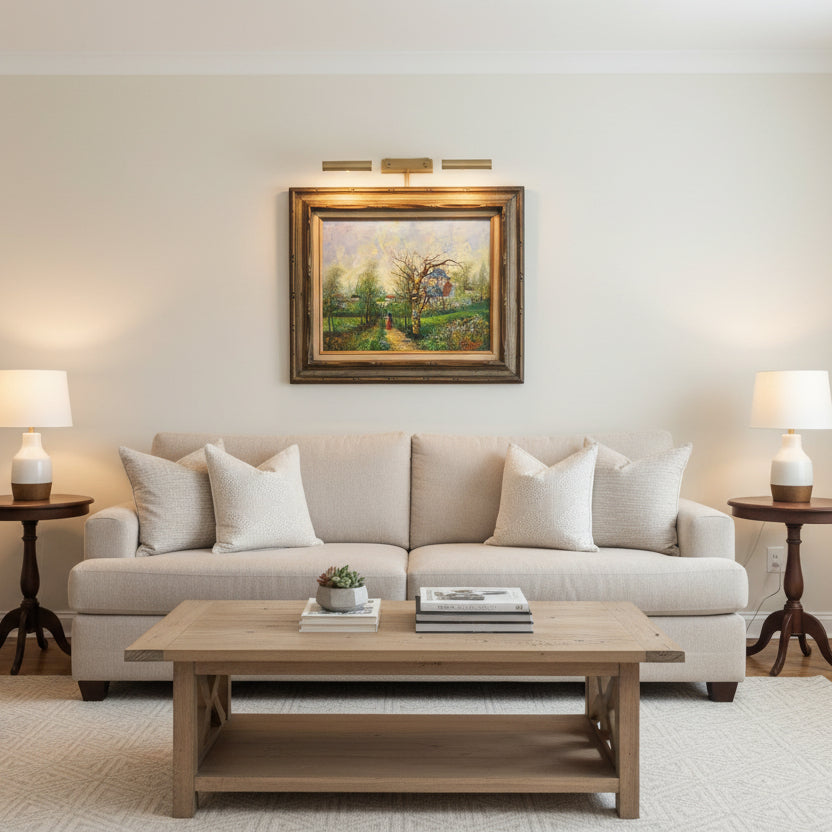 Framed Vintage Impressionist-Style Landscape Painting