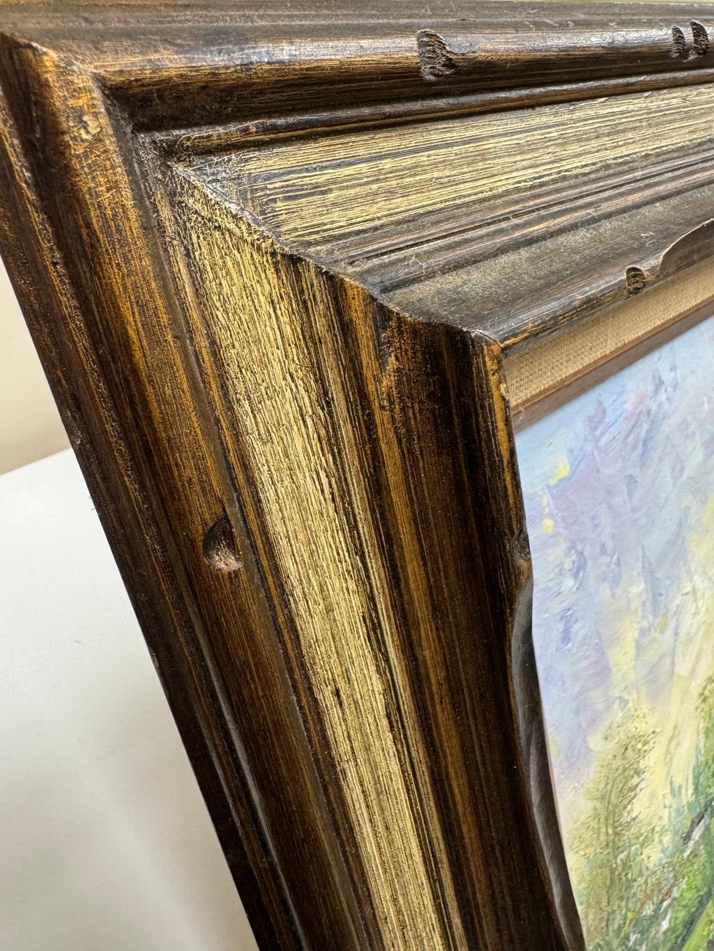 Framed Vintage Impressionist-Style Landscape Painting