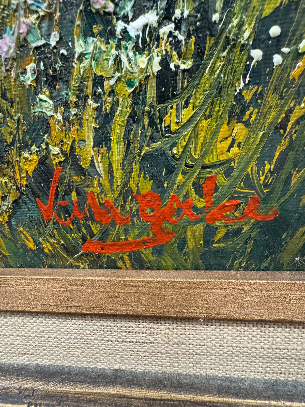 Framed Vintage Impressionist-Style Landscape Painting