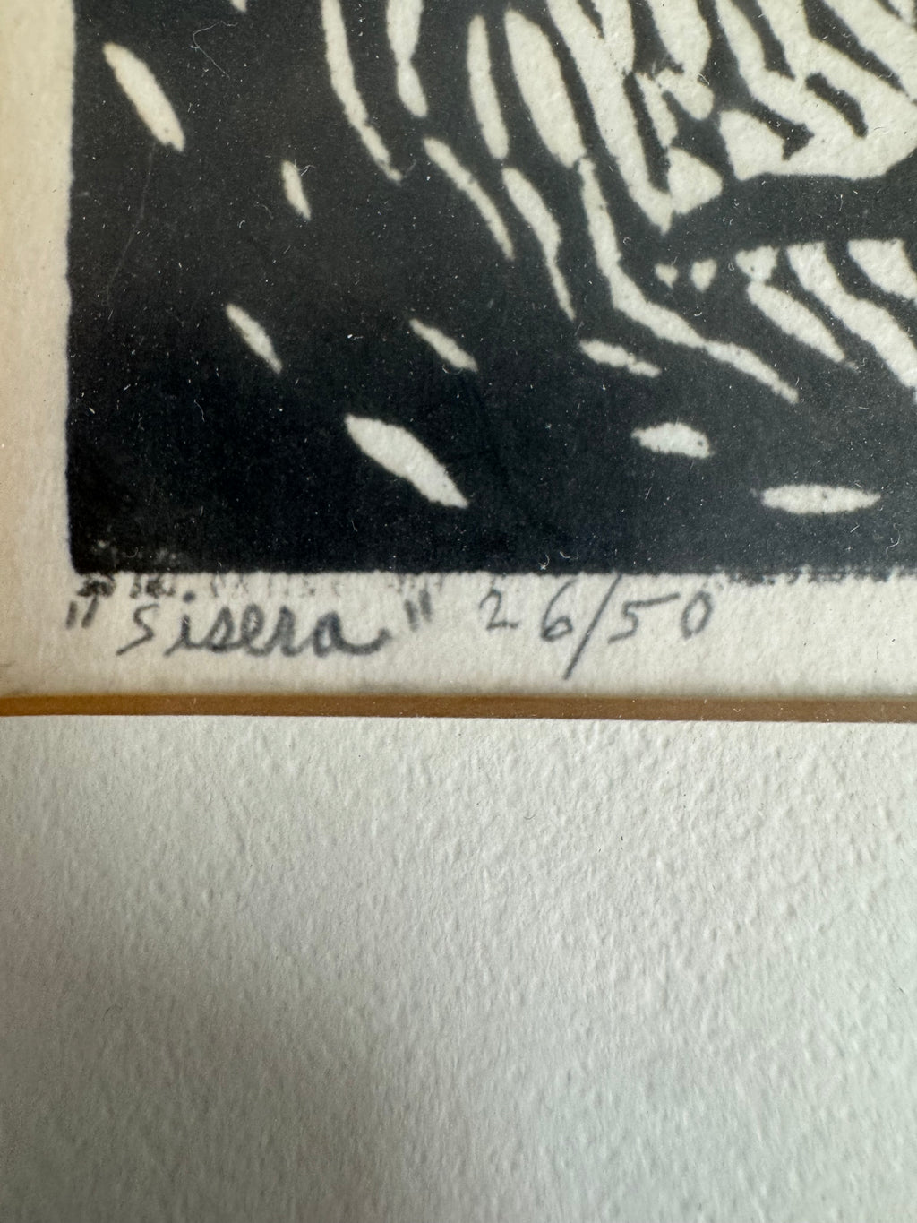 Framed Black and White Relief Print "Sisera"