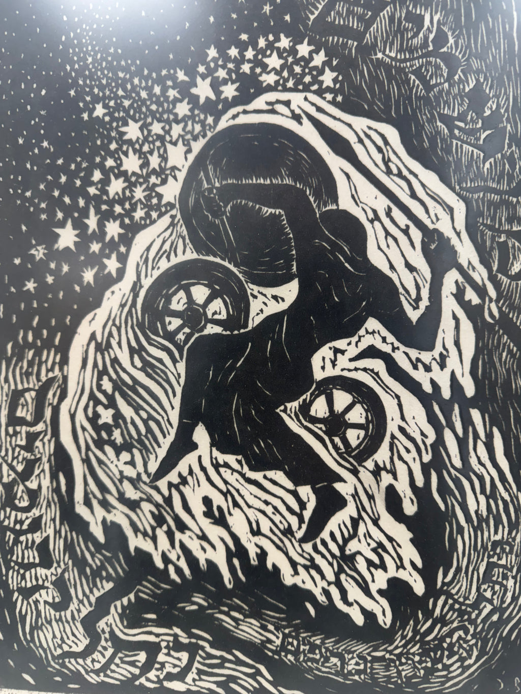 Framed Black and White Relief Print "Sisera"