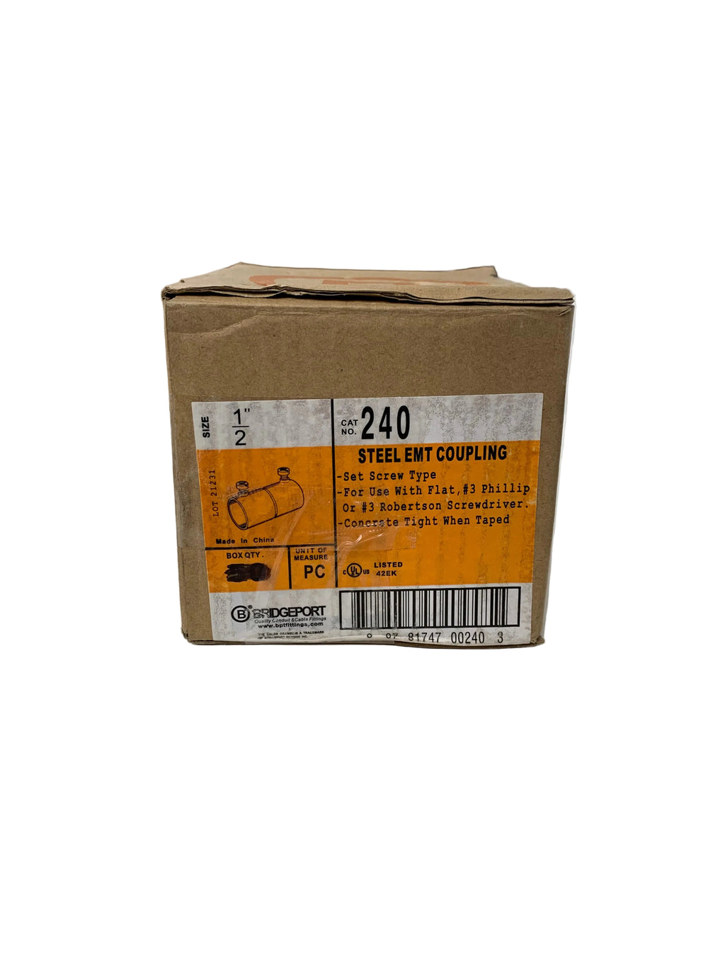 Bridgeport Steel EMT Screw Couplings 1/2" - 42 Count Box