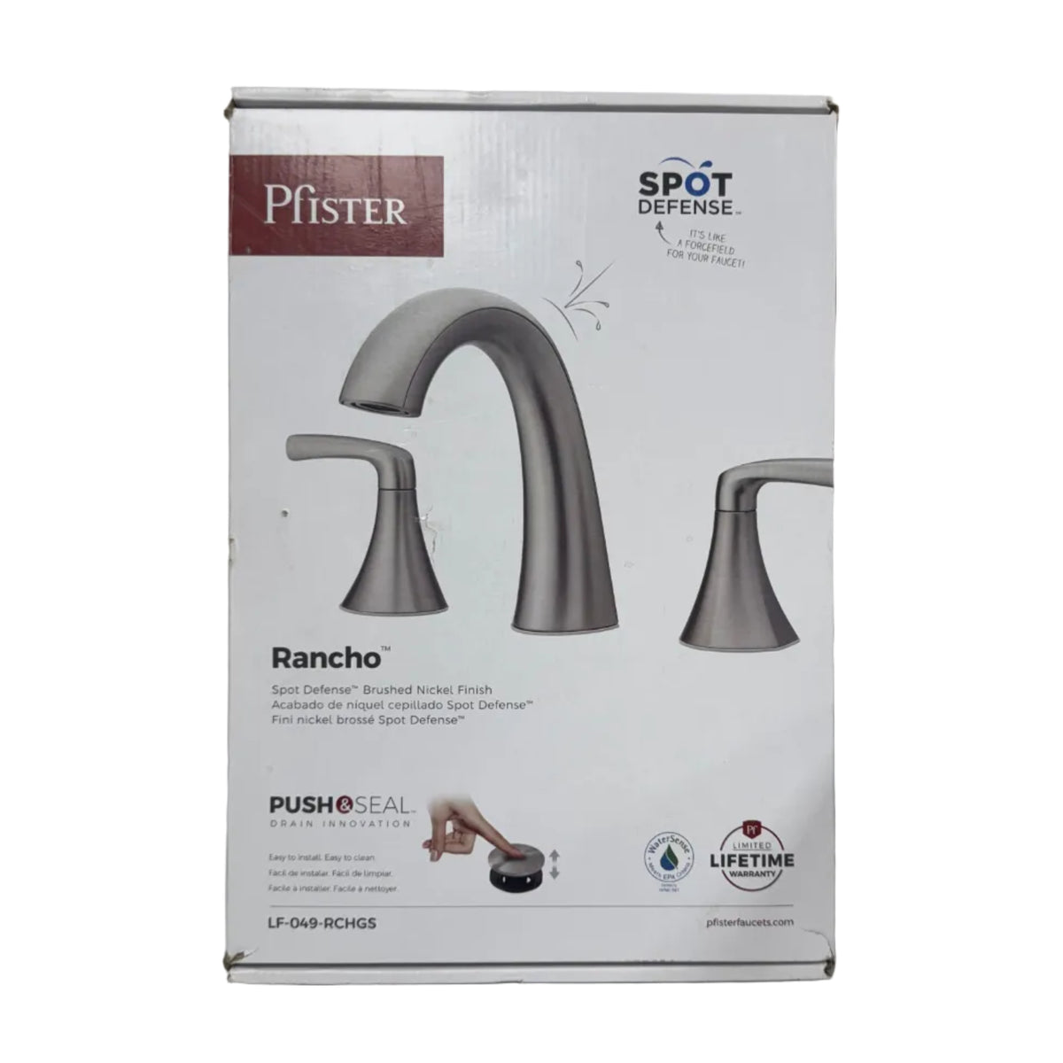 Pfister Rancho Widespread Faucet with Push & Seal Drain - Brushed Nickel (LF-049-RCHGS)