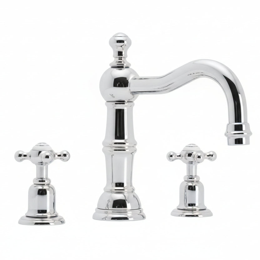 Rohl Italian Bath Three-Hole Deck Mounted Tub Filler - Polished Chrome