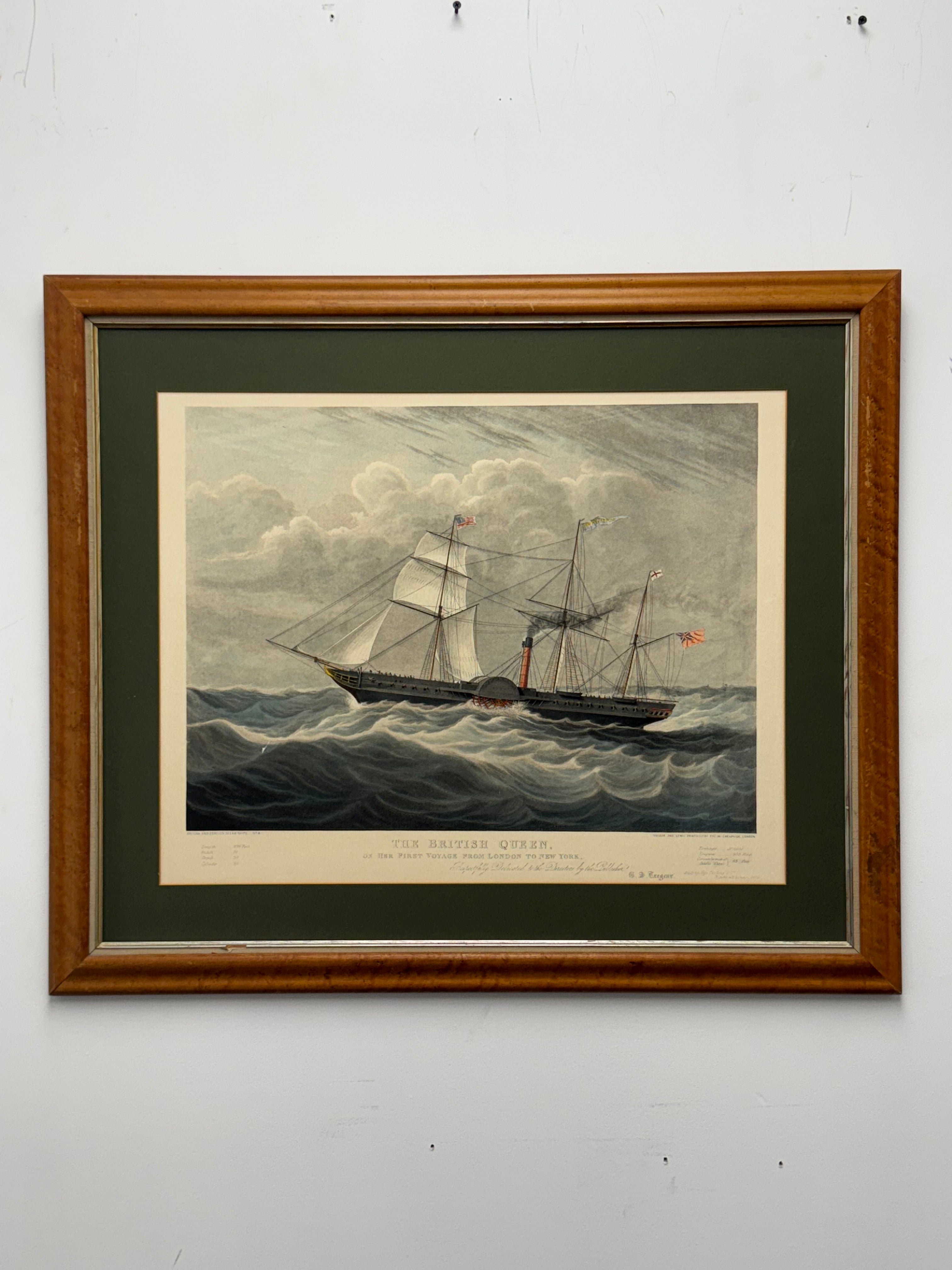 Framed and Matted Aquatint Print of The British Queen (1839)