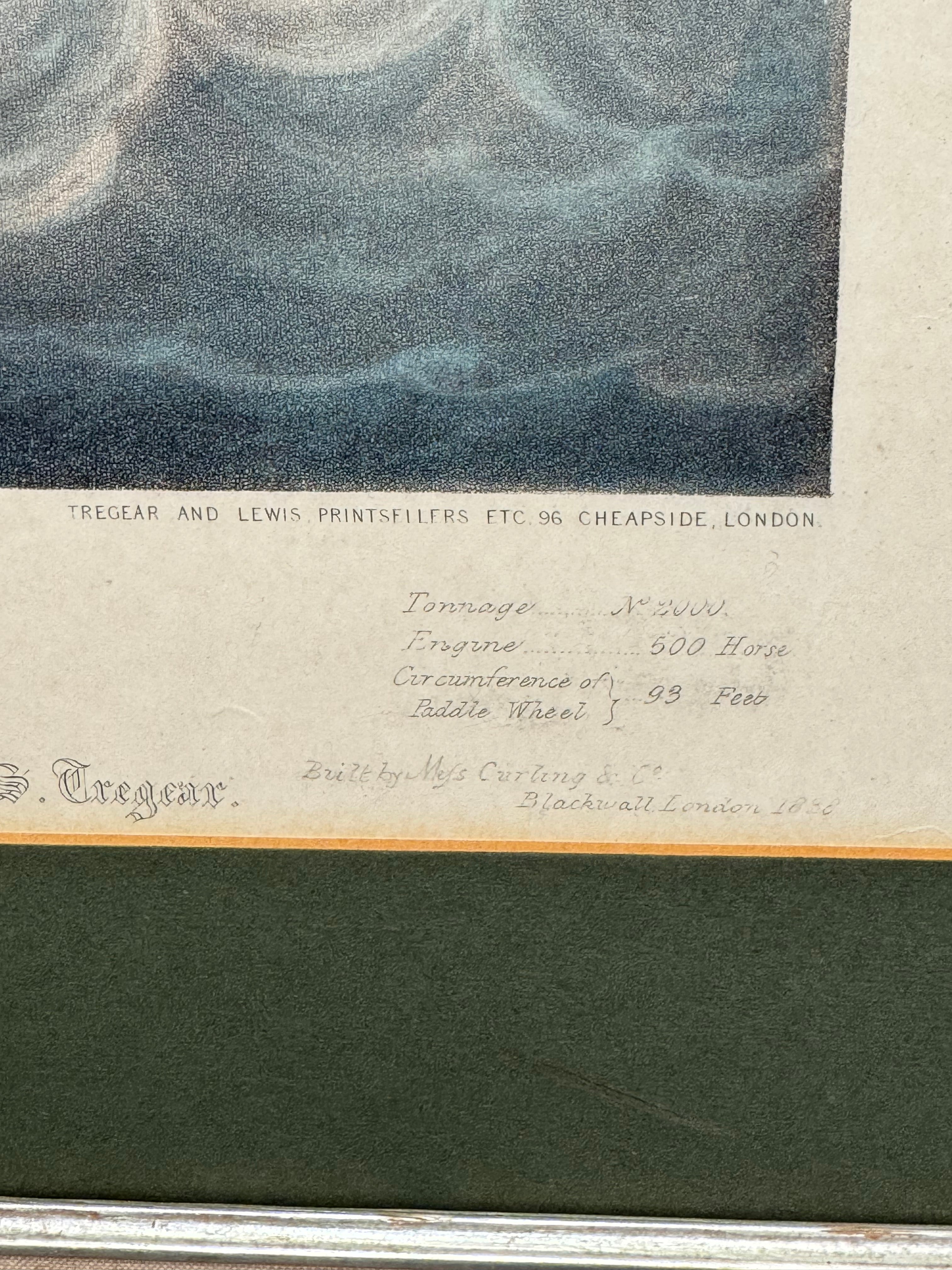 Framed and Matted Aquatint Print of The British Queen (1839)