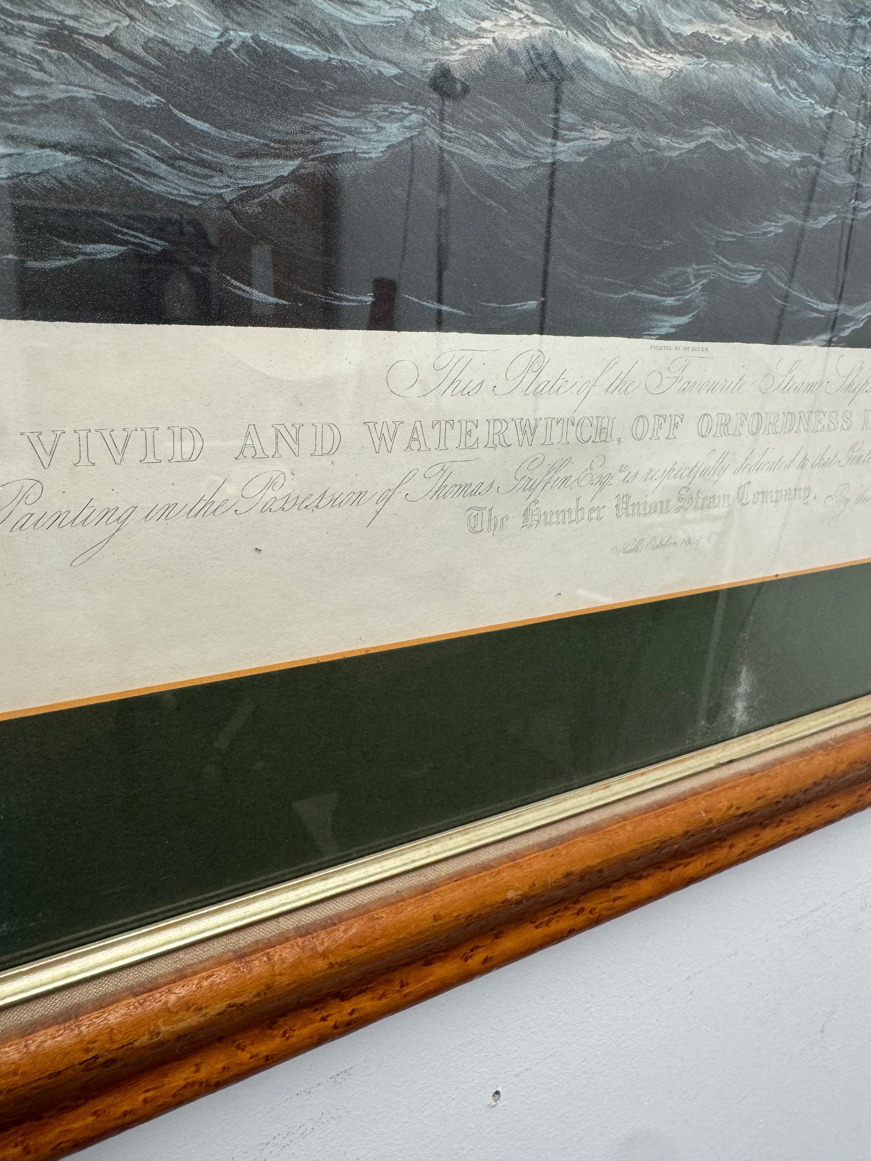 Framed and Matted Print of the painting by James Ward of "Vivid and Waterwitch, Off Orfordness in a Breeze"