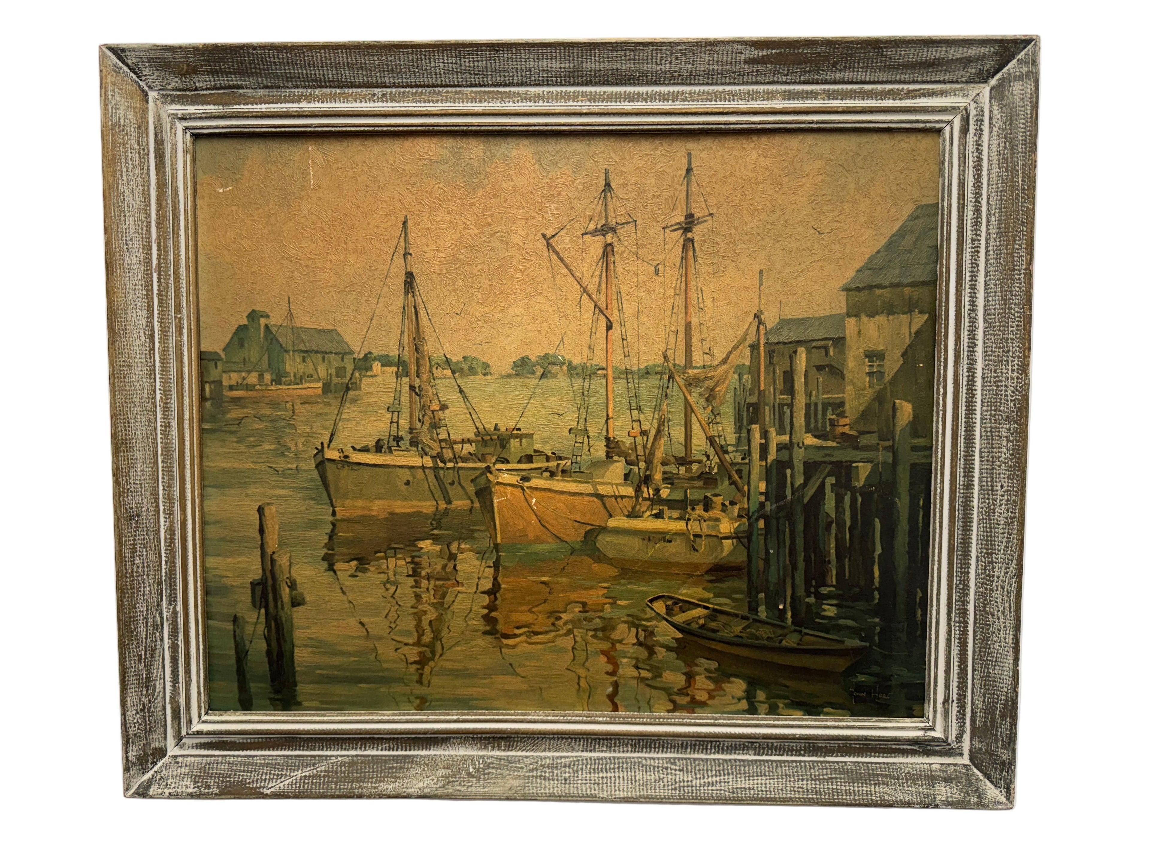 Framed Reproduction of " In Gloucester Harbor" by John C. Hare