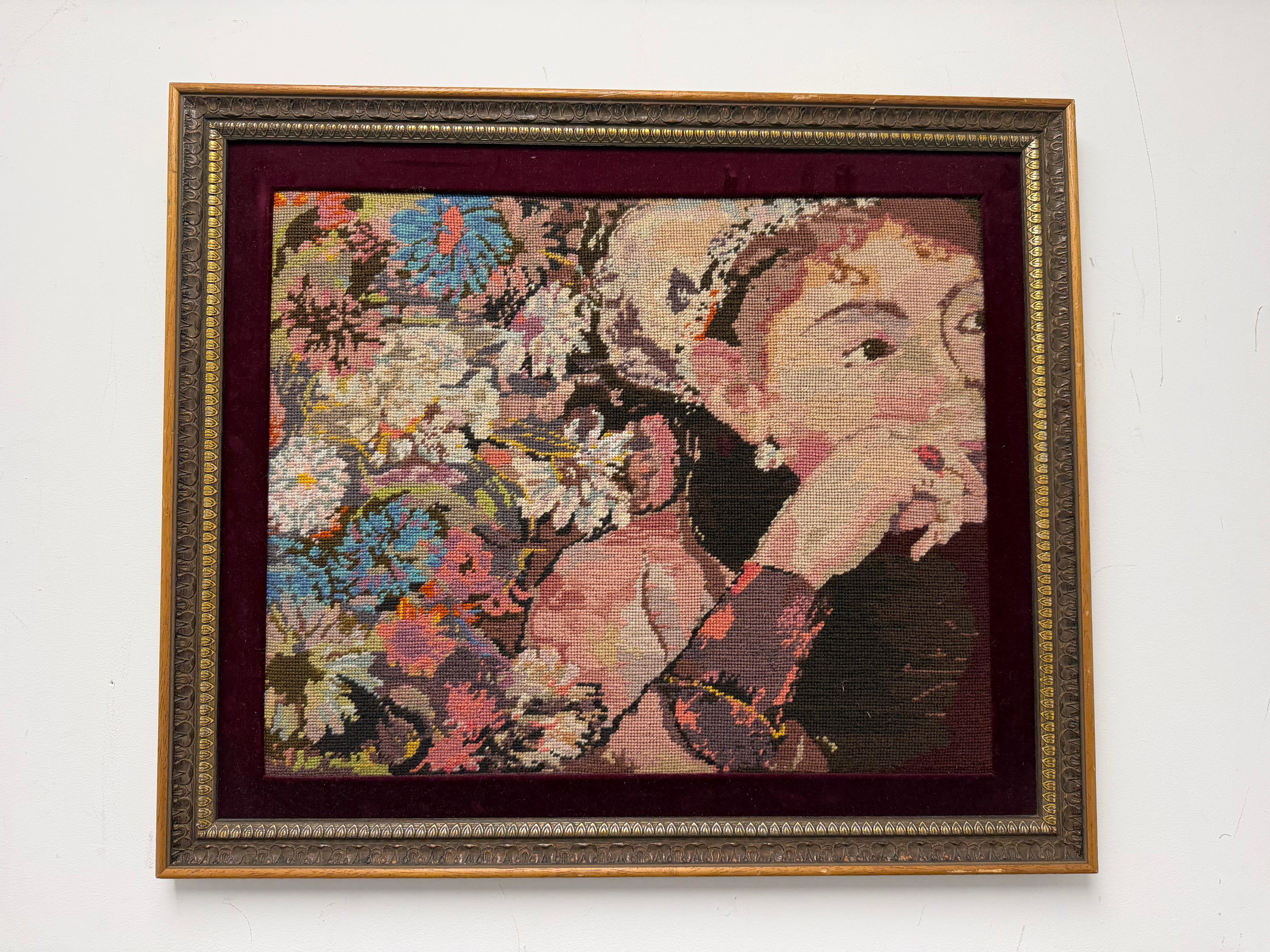 Framed Vintage Needlepoint Tapestry
