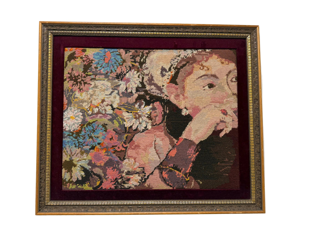 Framed Vintage Needlepoint Tapestry