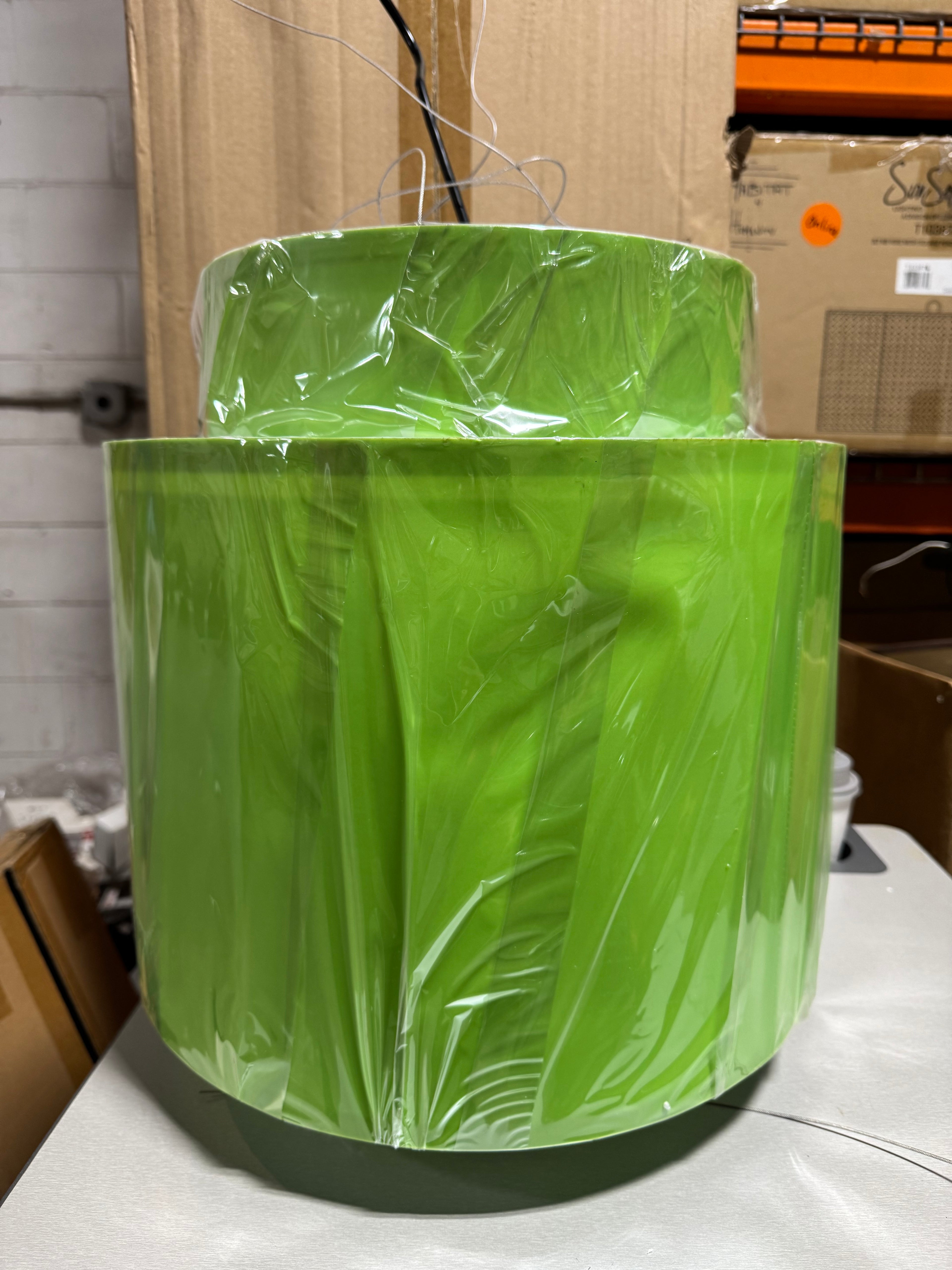 Double Drum Pendant Light Fixture with Bright Green Shade by Sun Set