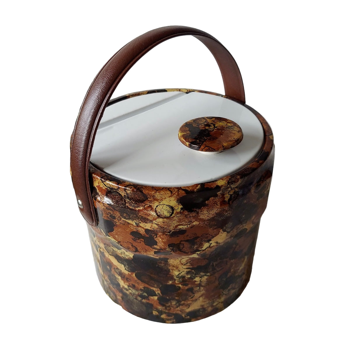 Vintage 1970's Faux Tortoise Shell Vinyl Ice Bucket