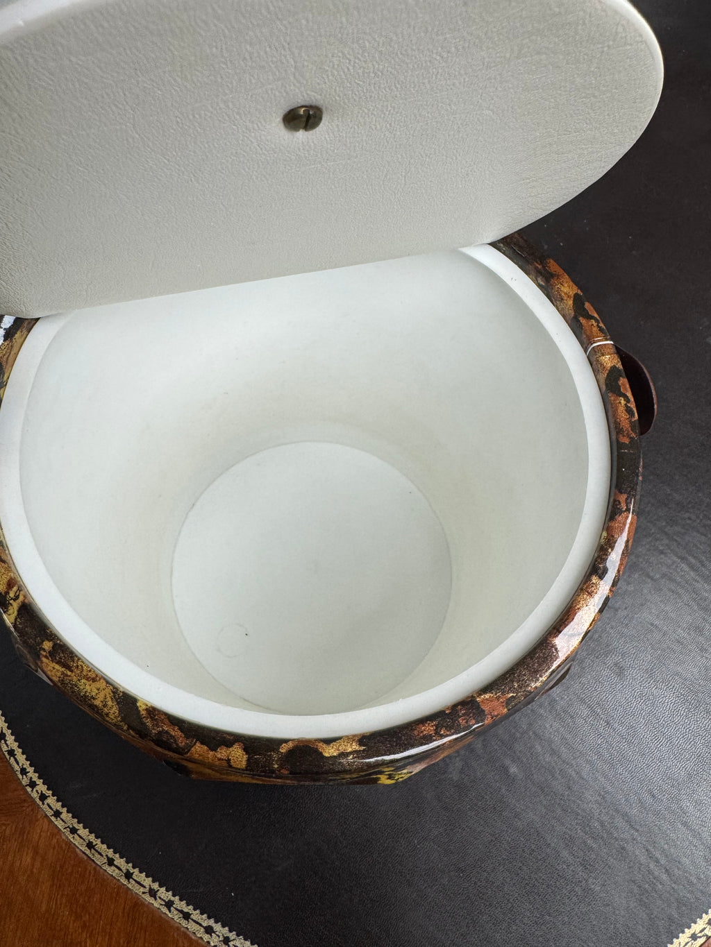 Vintage 1970's Faux Tortoise Shell Vinyl Ice Bucket