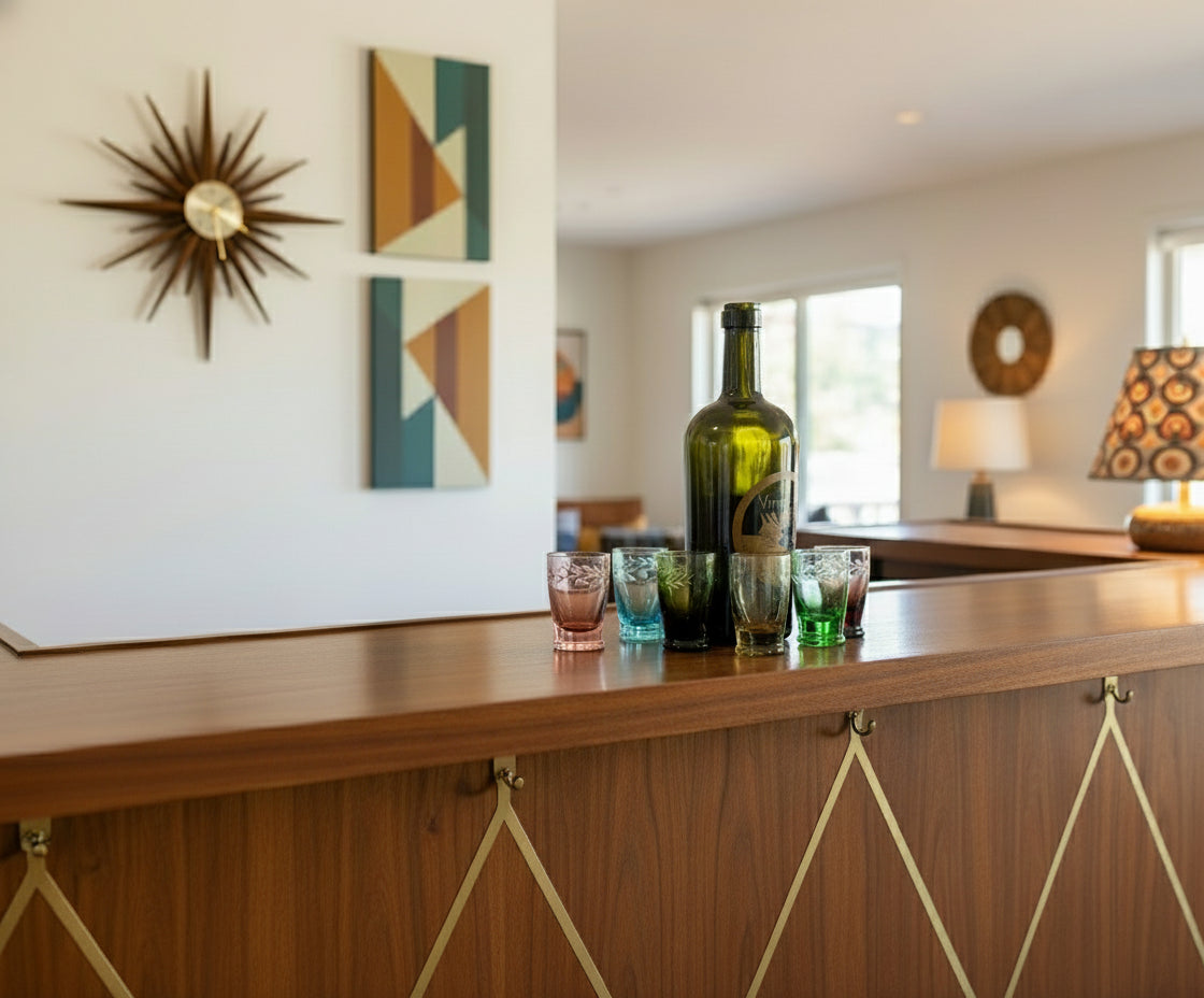 Set of 5 Vintage Etched Glass Cordial Glasses