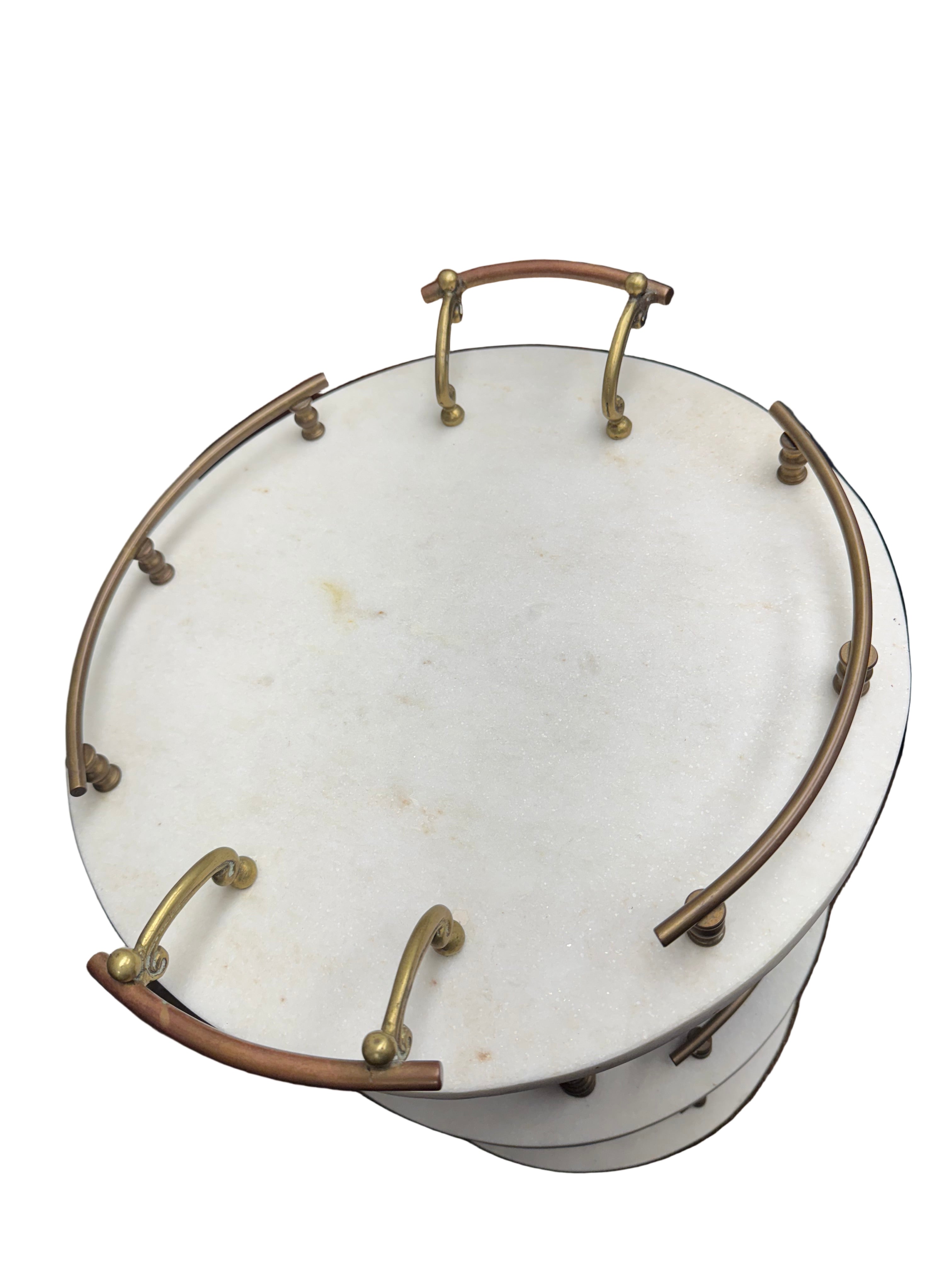 Vintage Three Tier Marble and Brass Bar Table/Cart