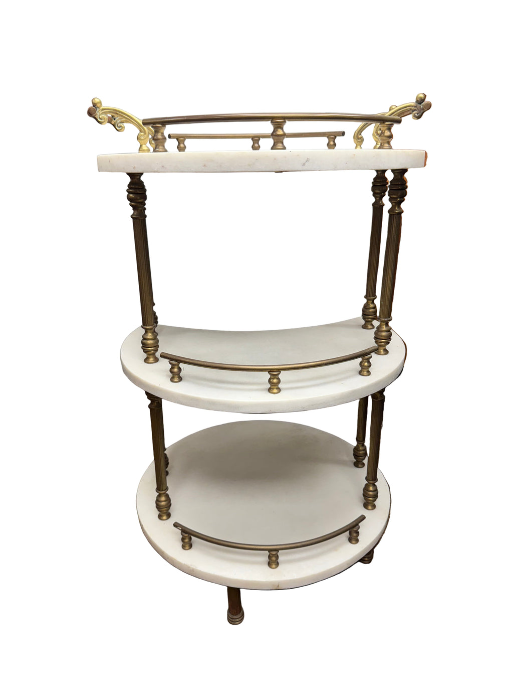 Vintage Three Tier Marble and Brass Bar Table/Cart
