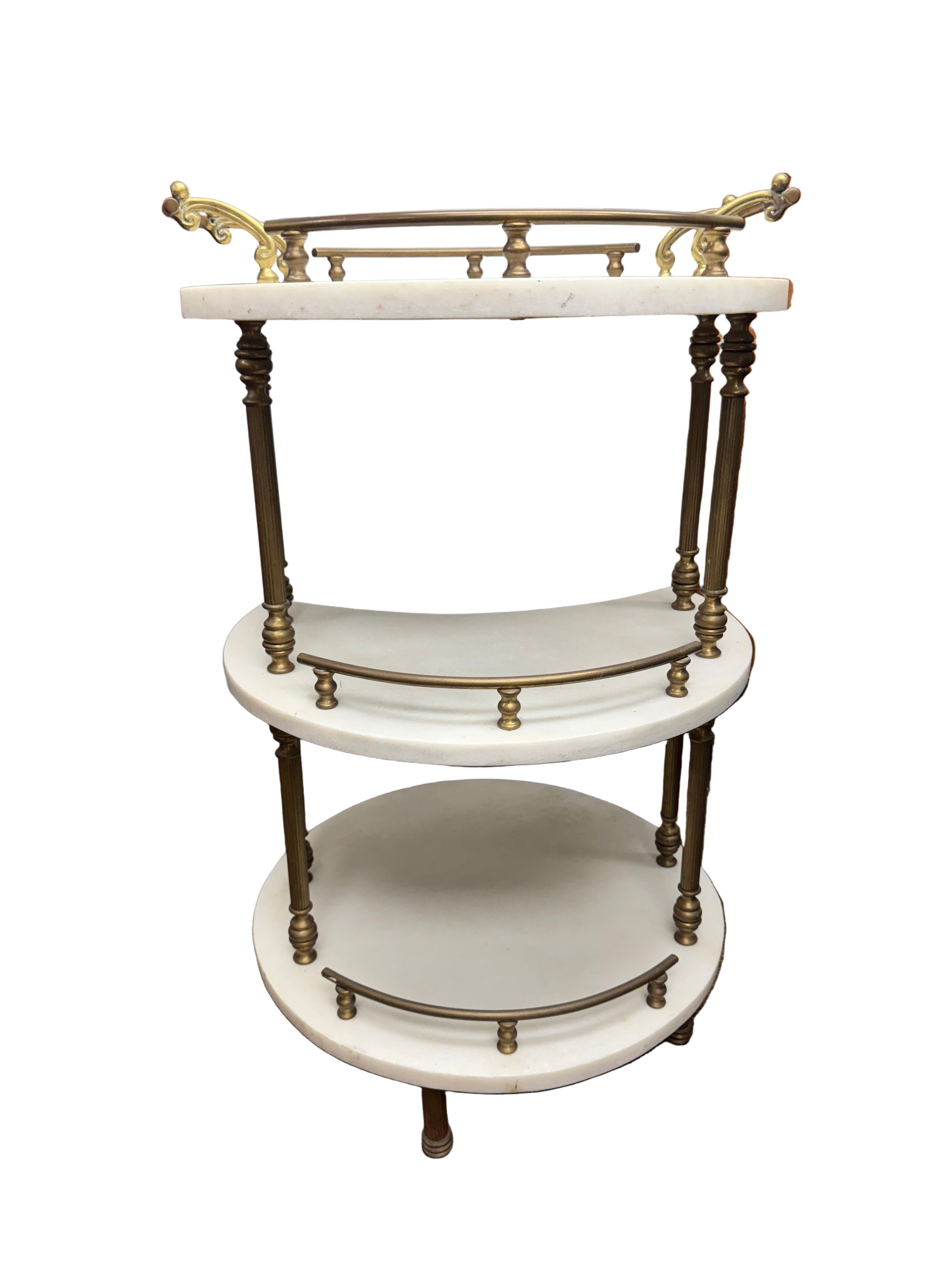 Vintage Three Tier Marble and Brass Bar Table/Cart