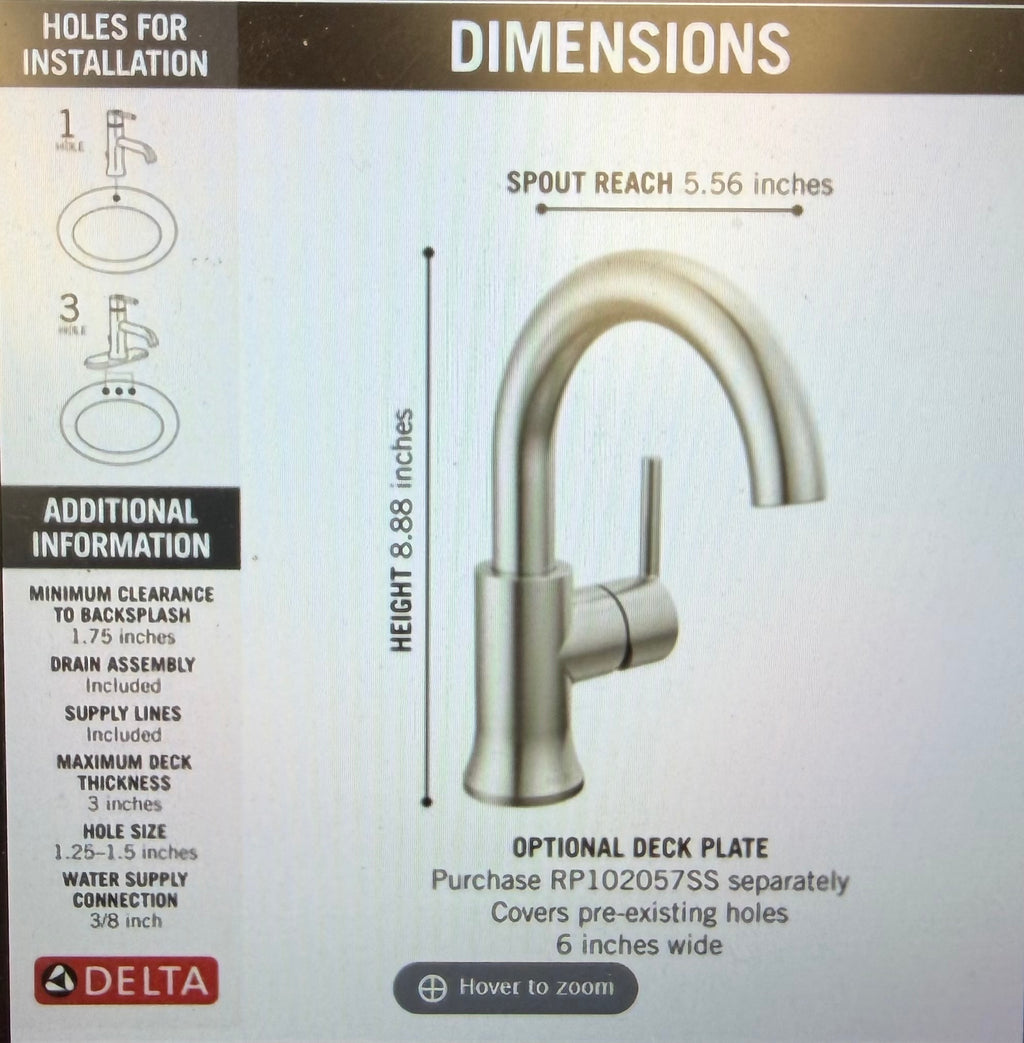 Delta Trinsic Single Handle High Arc Lavatory Faucet (559HA-SS-DST)