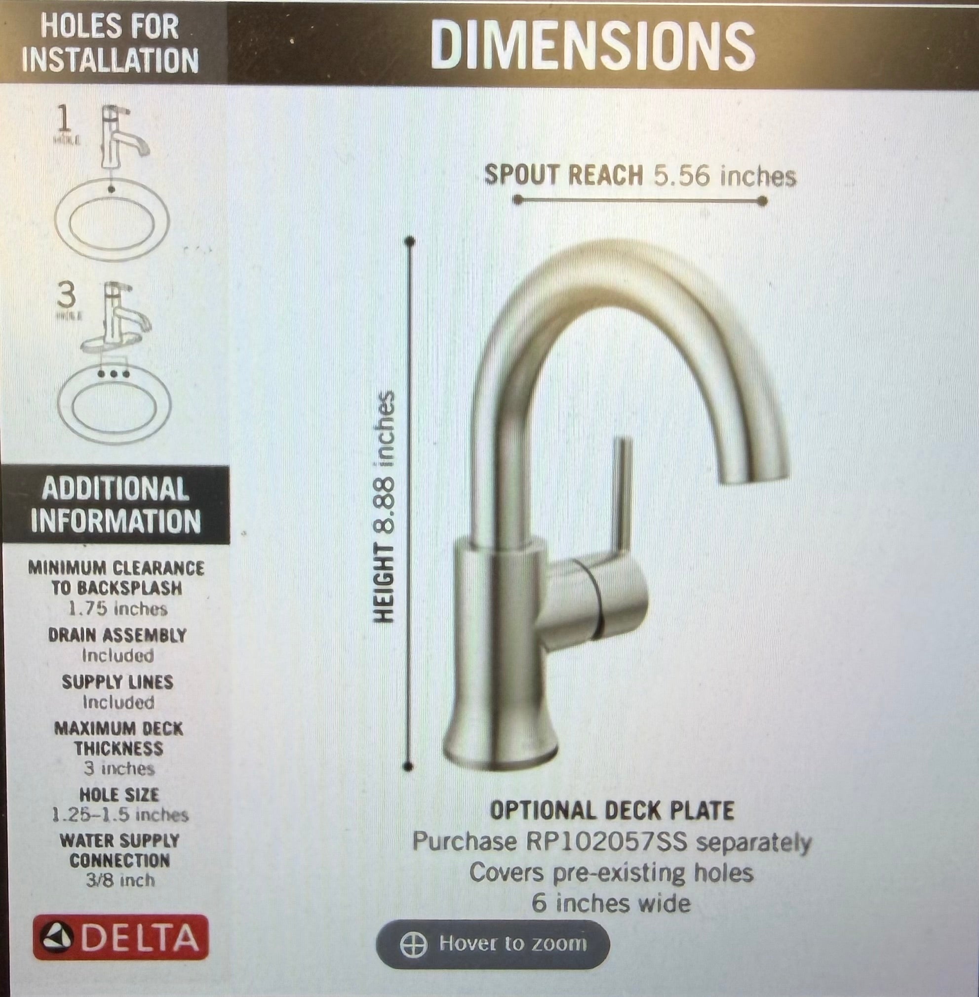 Delta Trinsic Single Handle High Arc Lavatory Faucet (559HA-SS-DST)