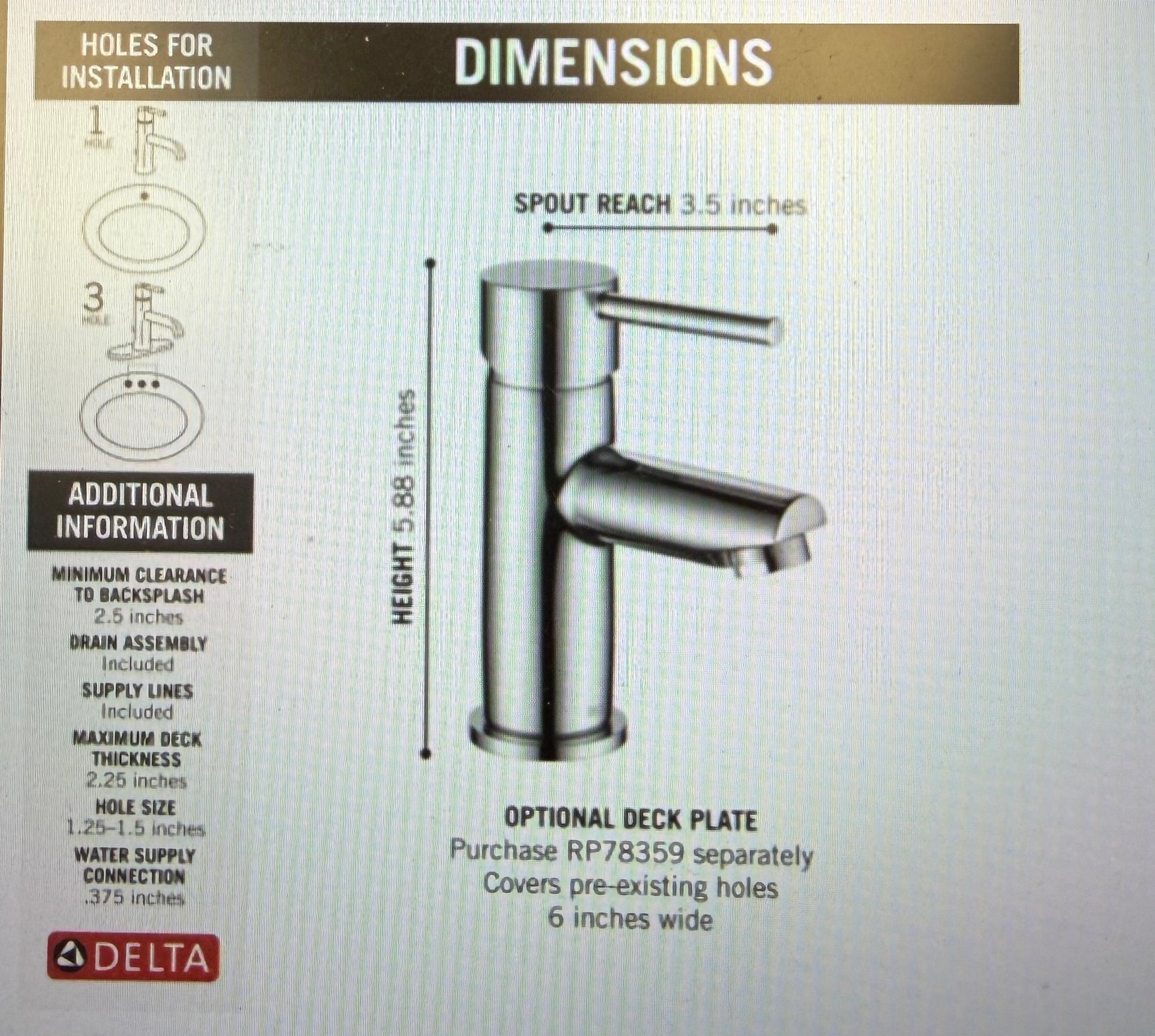 Delta Trinsic Single Handle Lavatory Faucet Less Pop Up (559LF-MPL-PP)