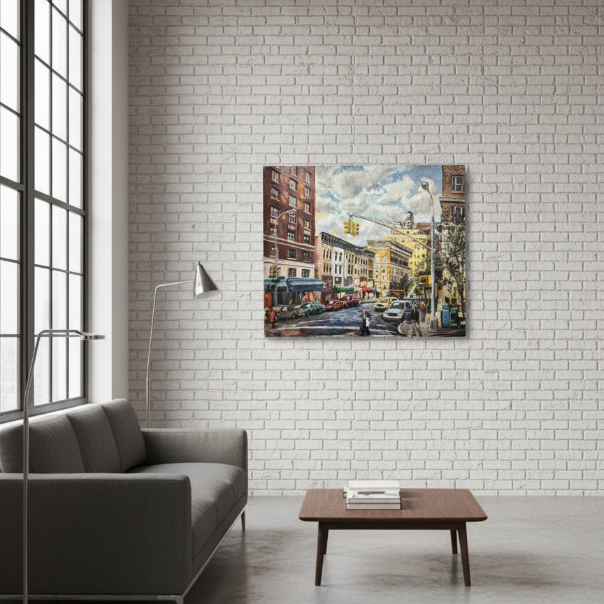 Oil Painting on canvas of a NYC street scene by artist Vazziano
