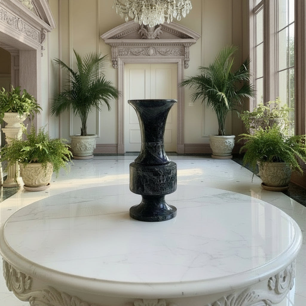 Etched Grey Marble Vase