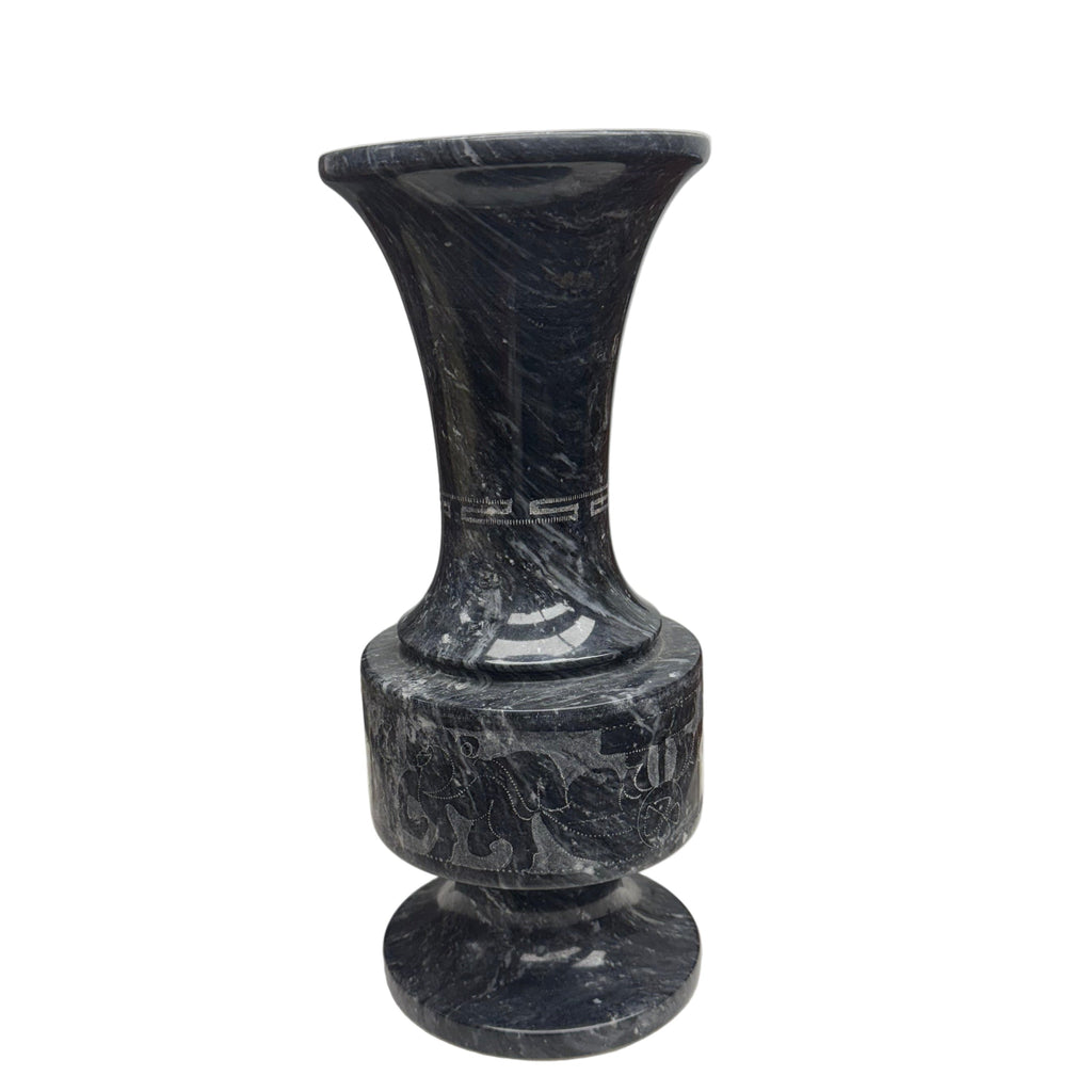Etched Grey Marble Vase