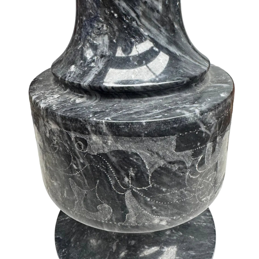 Etched Grey Marble Vase
