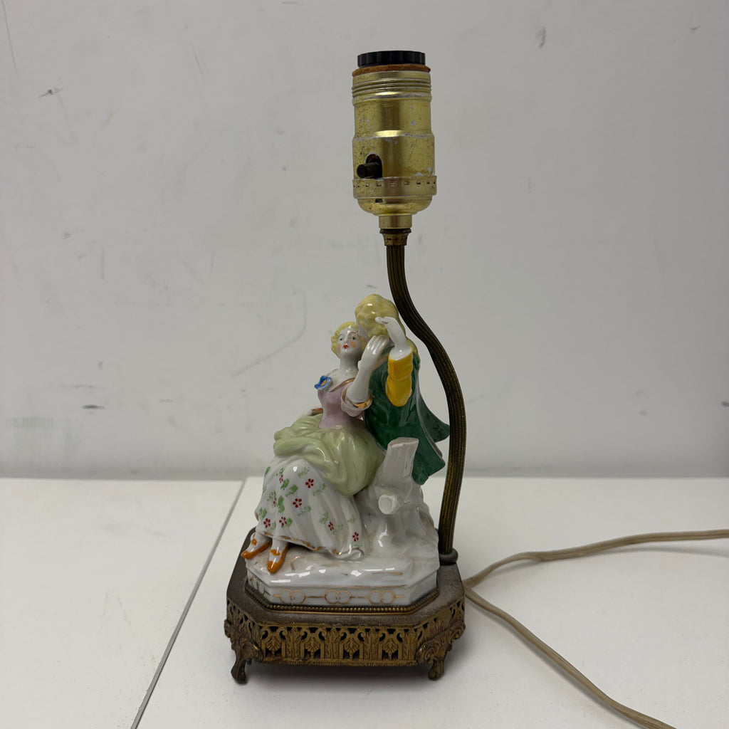 Vintage Porcelain Figural Lamp - Courting Couple Embracing