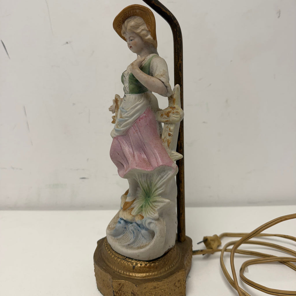 Antique Table Lamp with Porcelain Figure