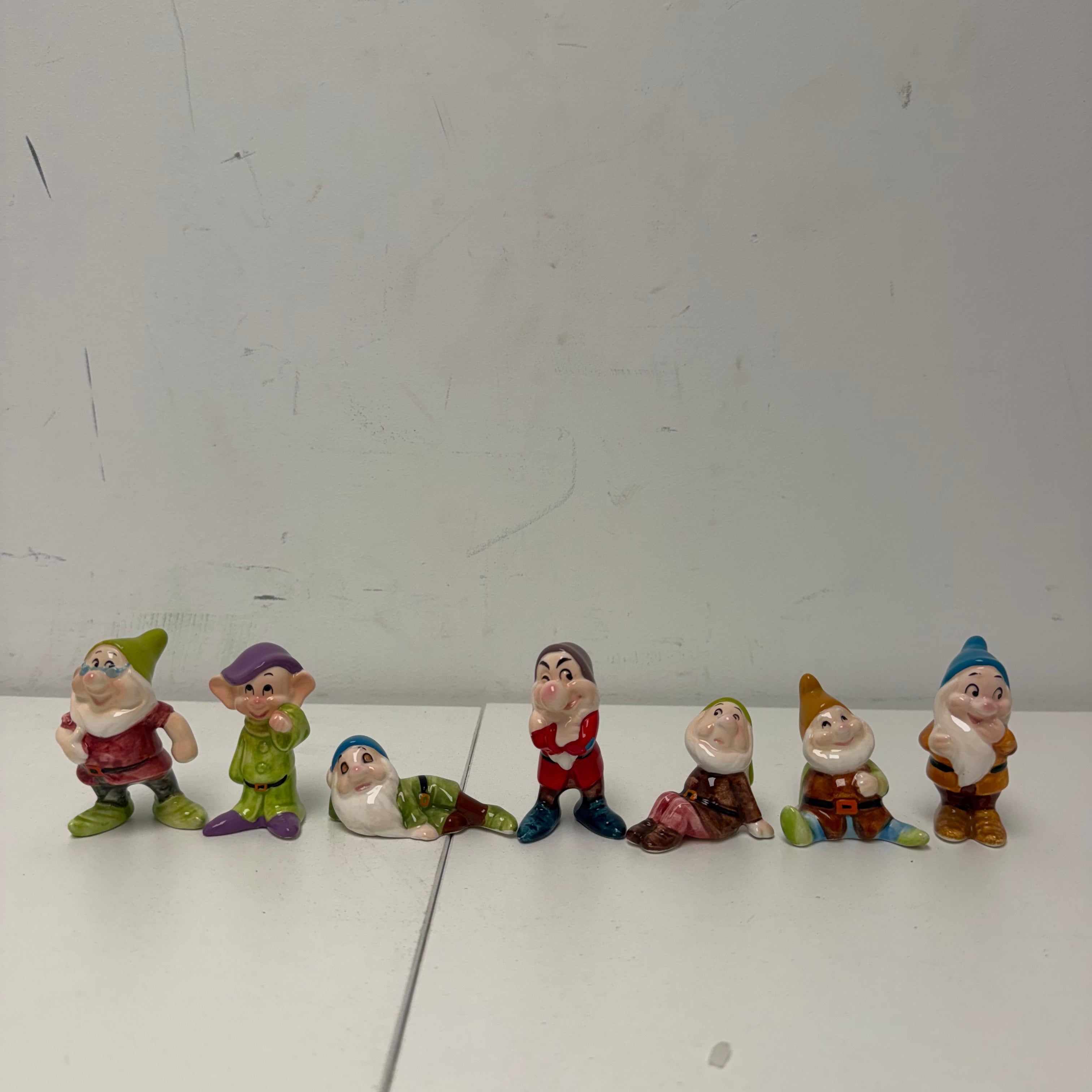 Vintage Walt Disney Productions Seven Dwarfs Ceramic Figurines