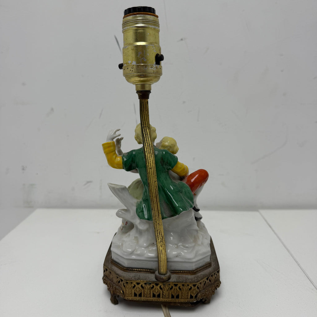 Vintage Porcelain Figural Lamp - Courting Couple Embracing