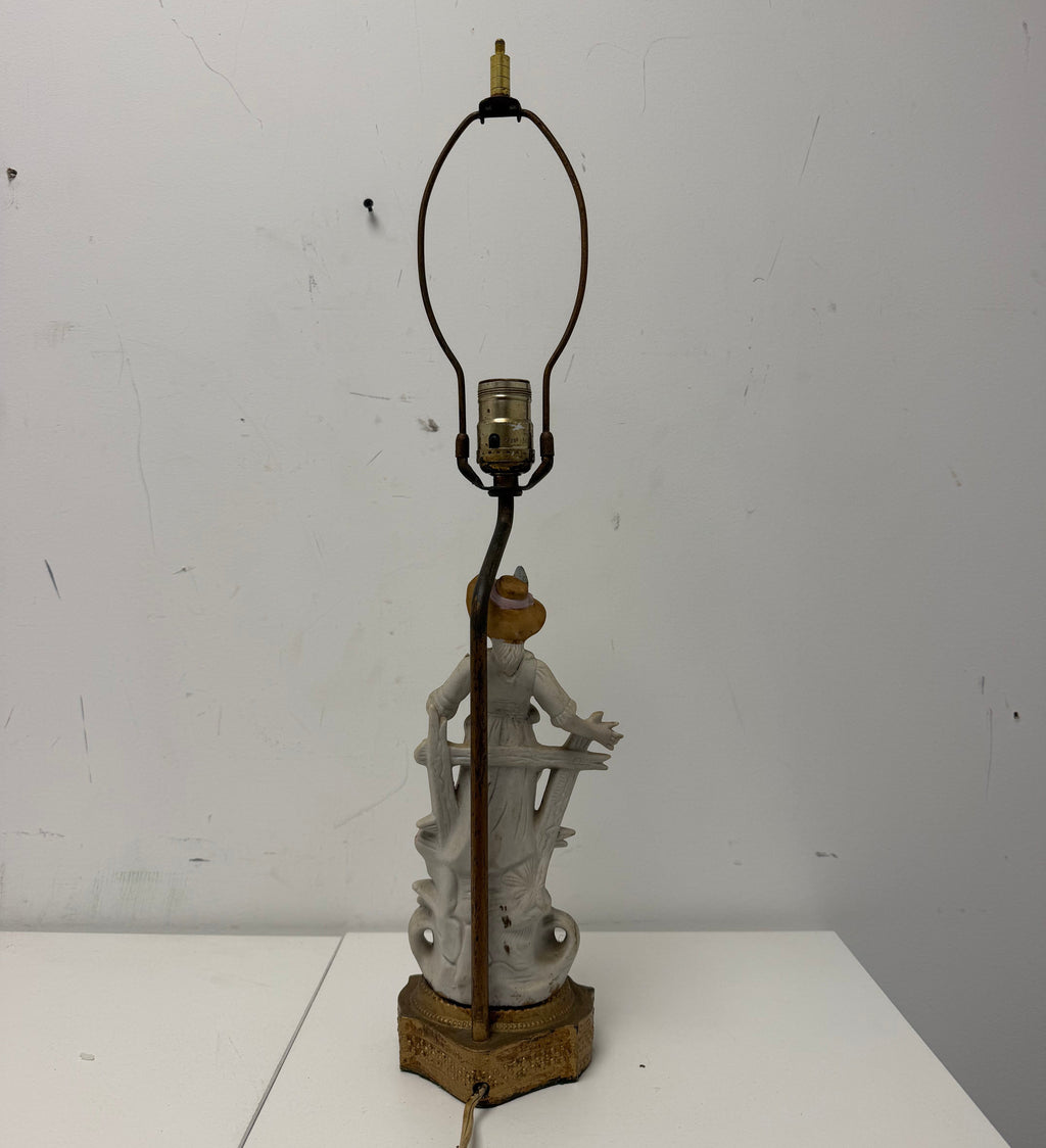 Antique Table Lamp with Porcelain Figure