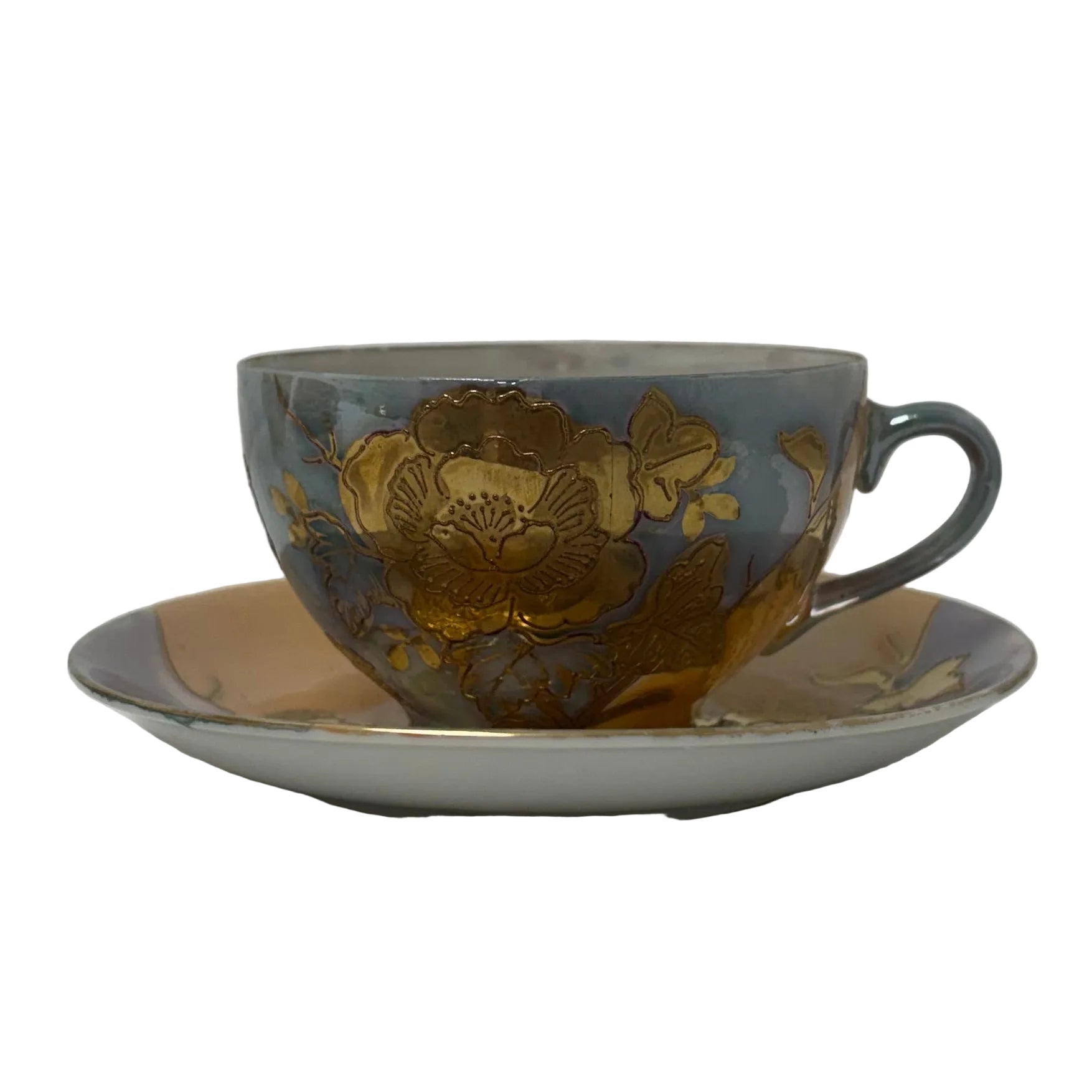 Japanese Iridescent and Floral Dessert Set