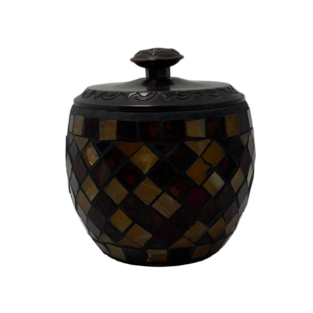 Small Mosaic Canister with Brass Lid