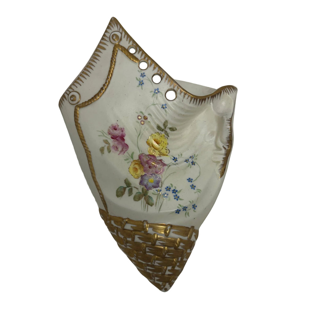 Vintage Floral Ceramic Wall Pocket