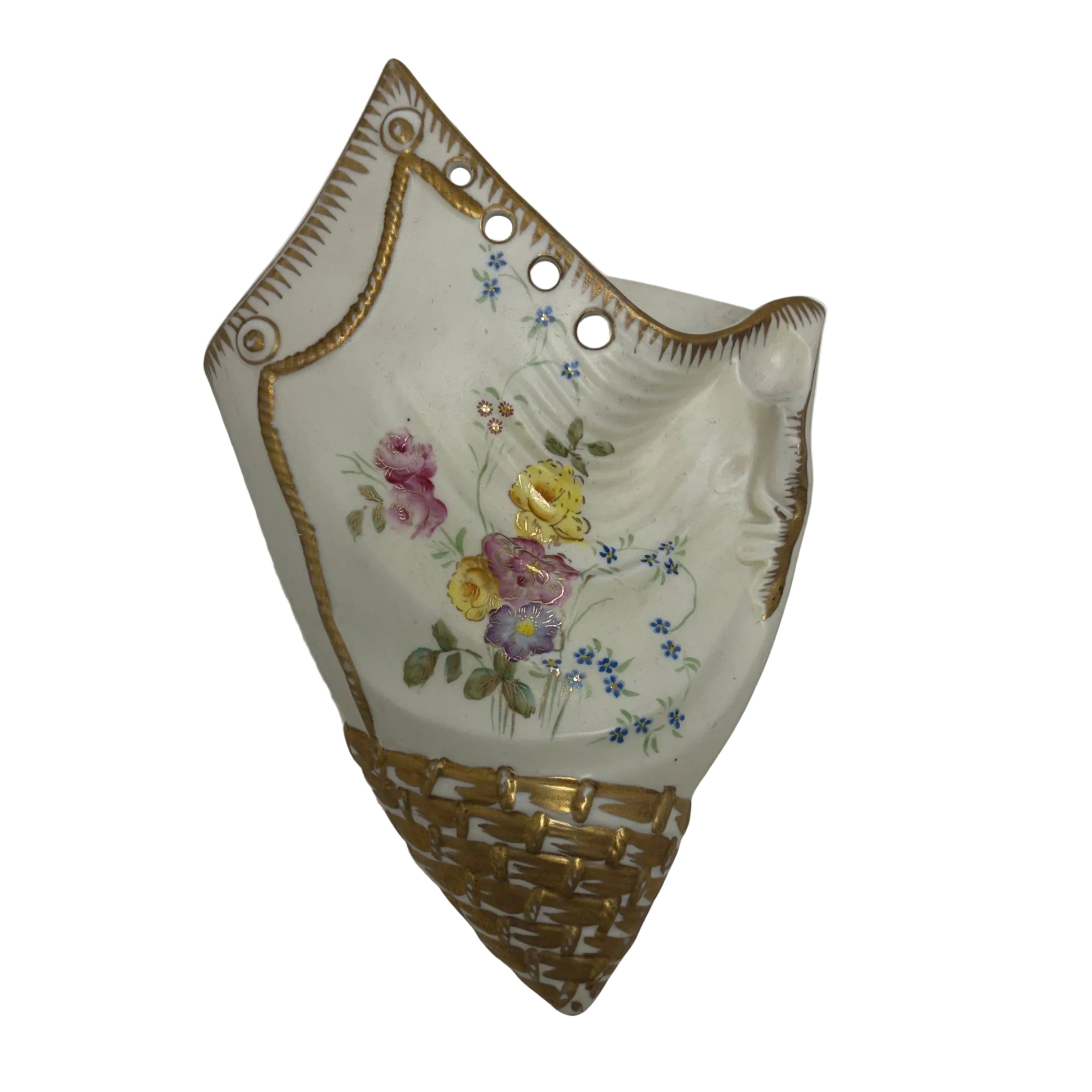 Vintage Floral Ceramic Wall Pocket