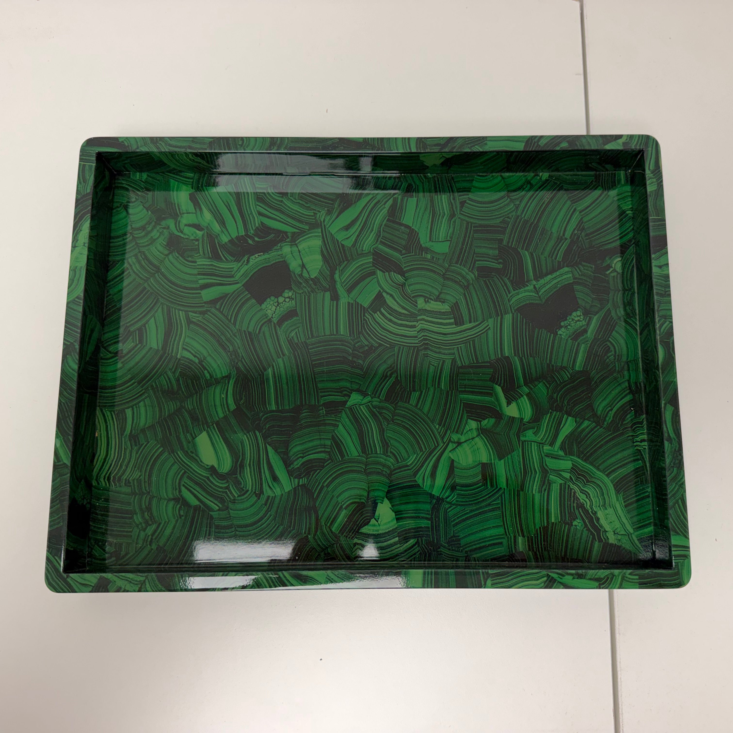 Pigeon & Poodle Emerald Faux Malachite Tray