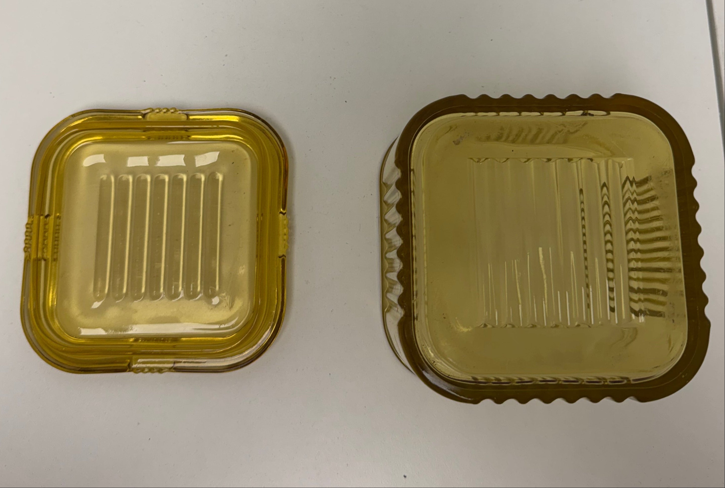 Vintage Federal Glass Refrigerator Dish with Lid - Honey Amber