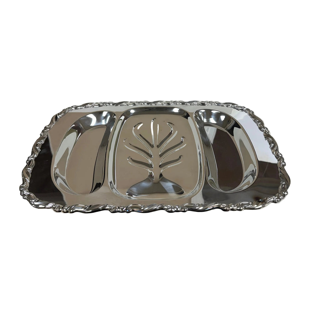 Large 3-Part Silverplate Serving Platter