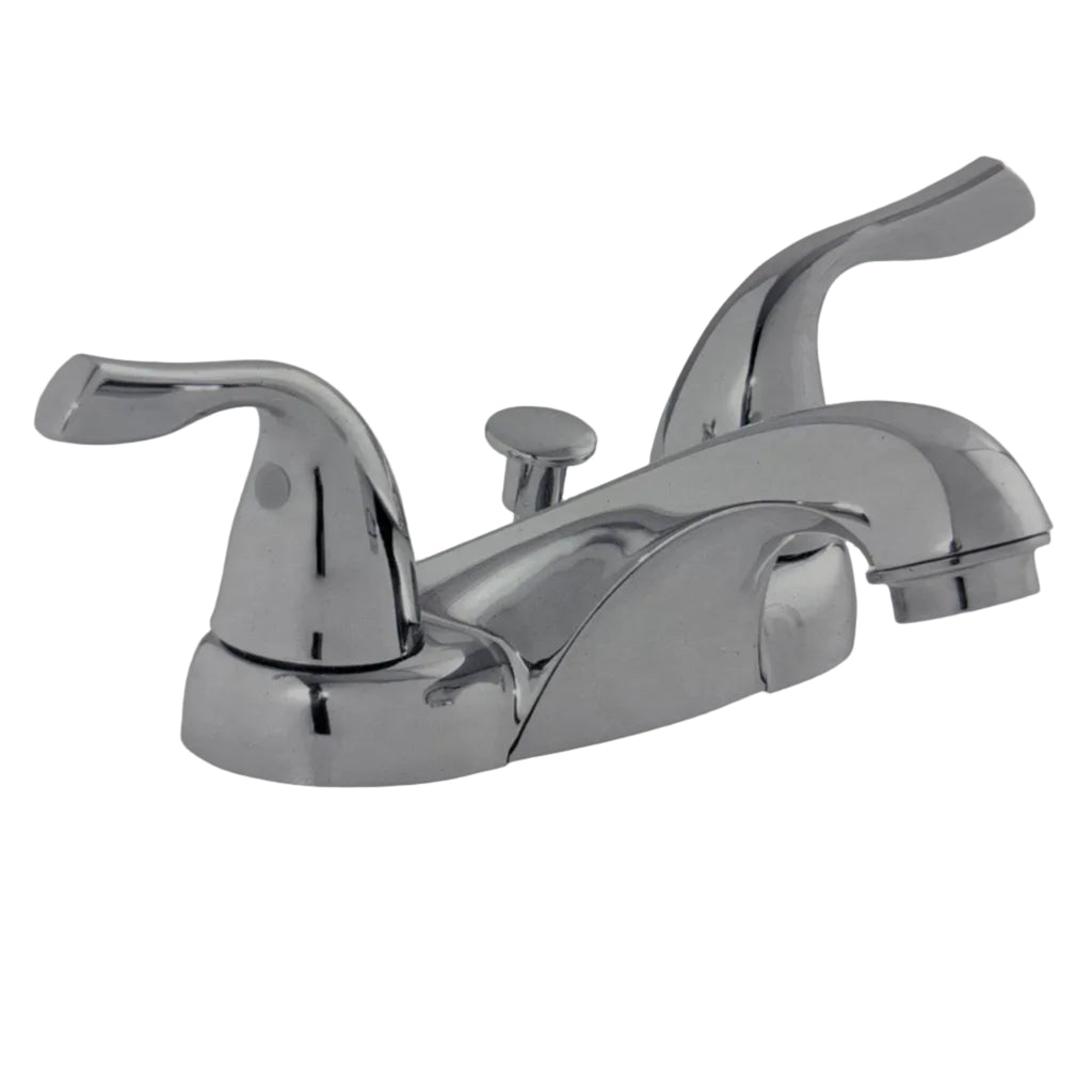 Project Source Polished Chrome 2-handle Bathroom Sink Faucet with Drain with Deck Plate