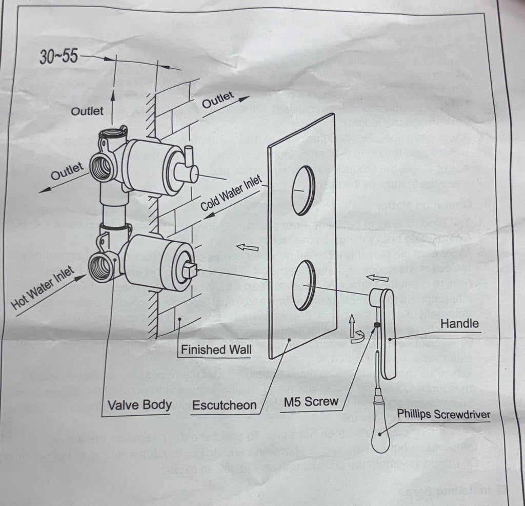 Signature Hardware Single Lever Shower Valve with 3 Way Diverter Trimble Shower