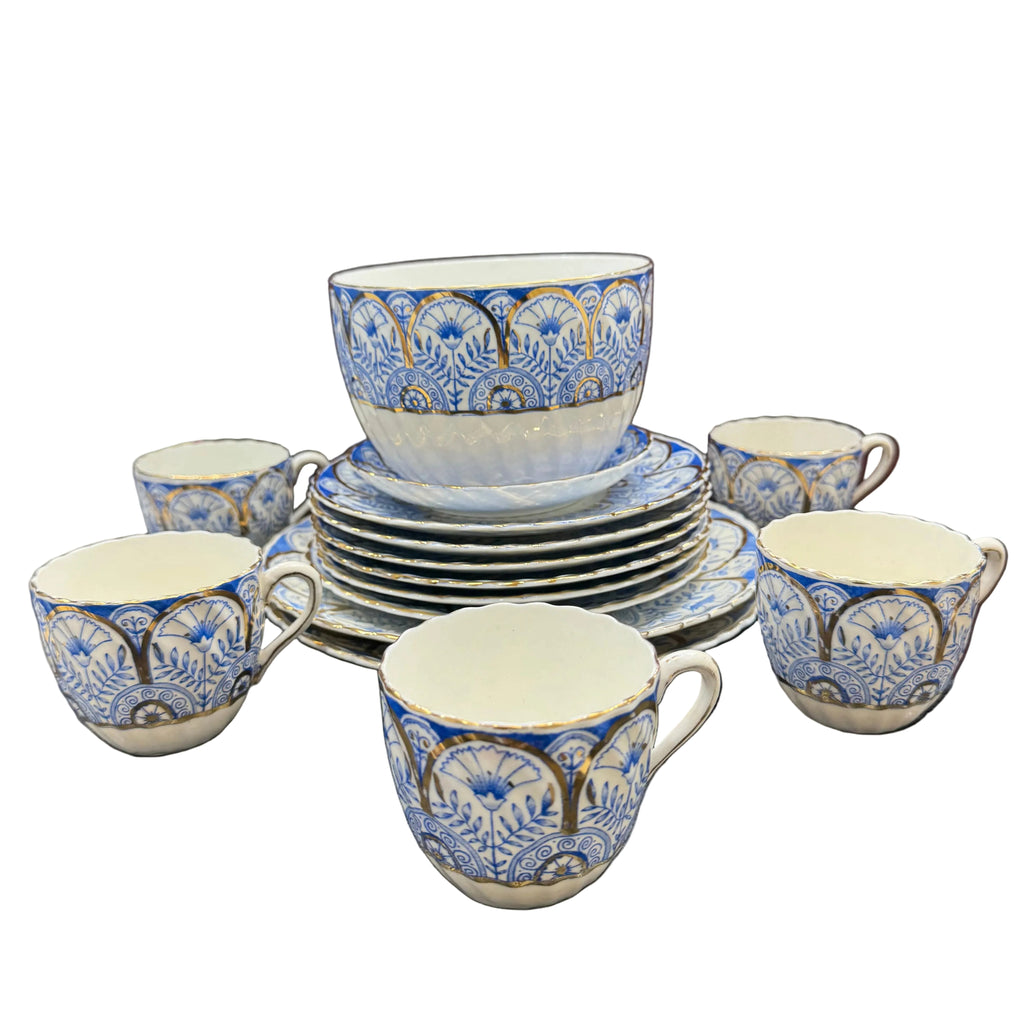 15 Piece Antique English Fine Bone China Tea and Dessert Set