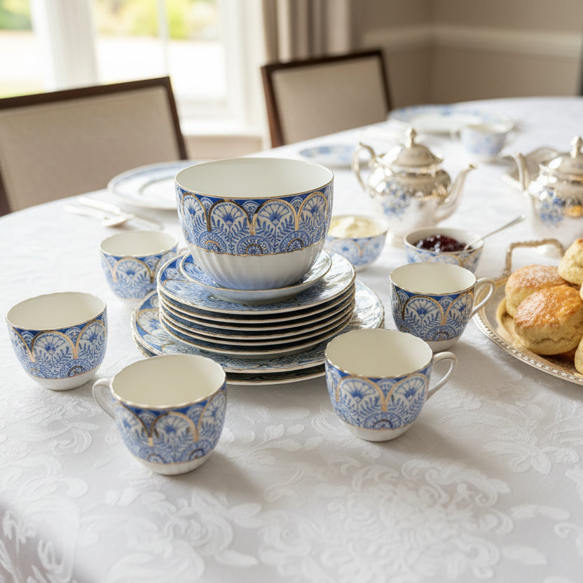 15 Piece Antique English Fine Bone China Tea and Dessert Set